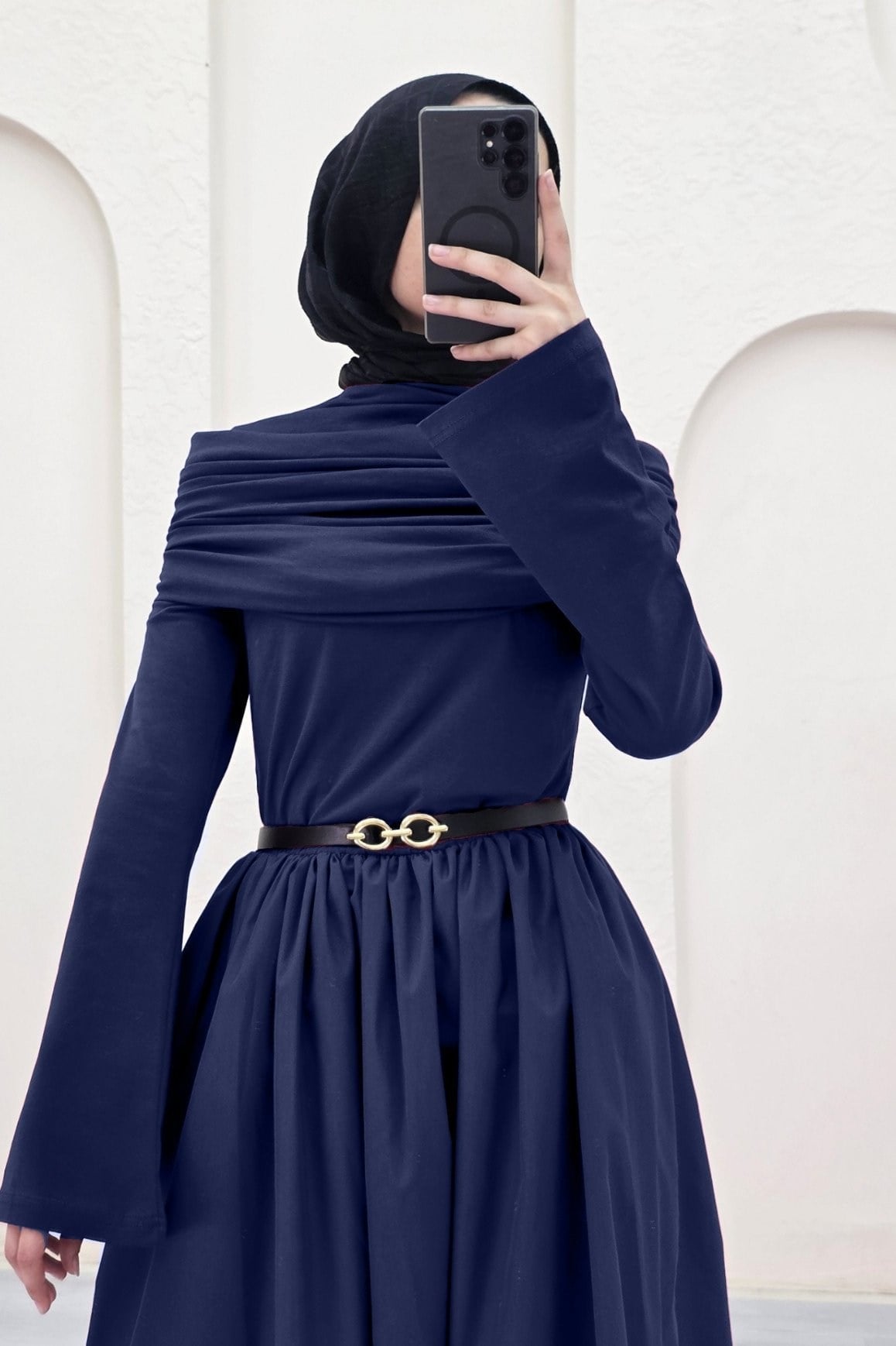 Drape Şal Detaylı Parçalı Elbise -Laci