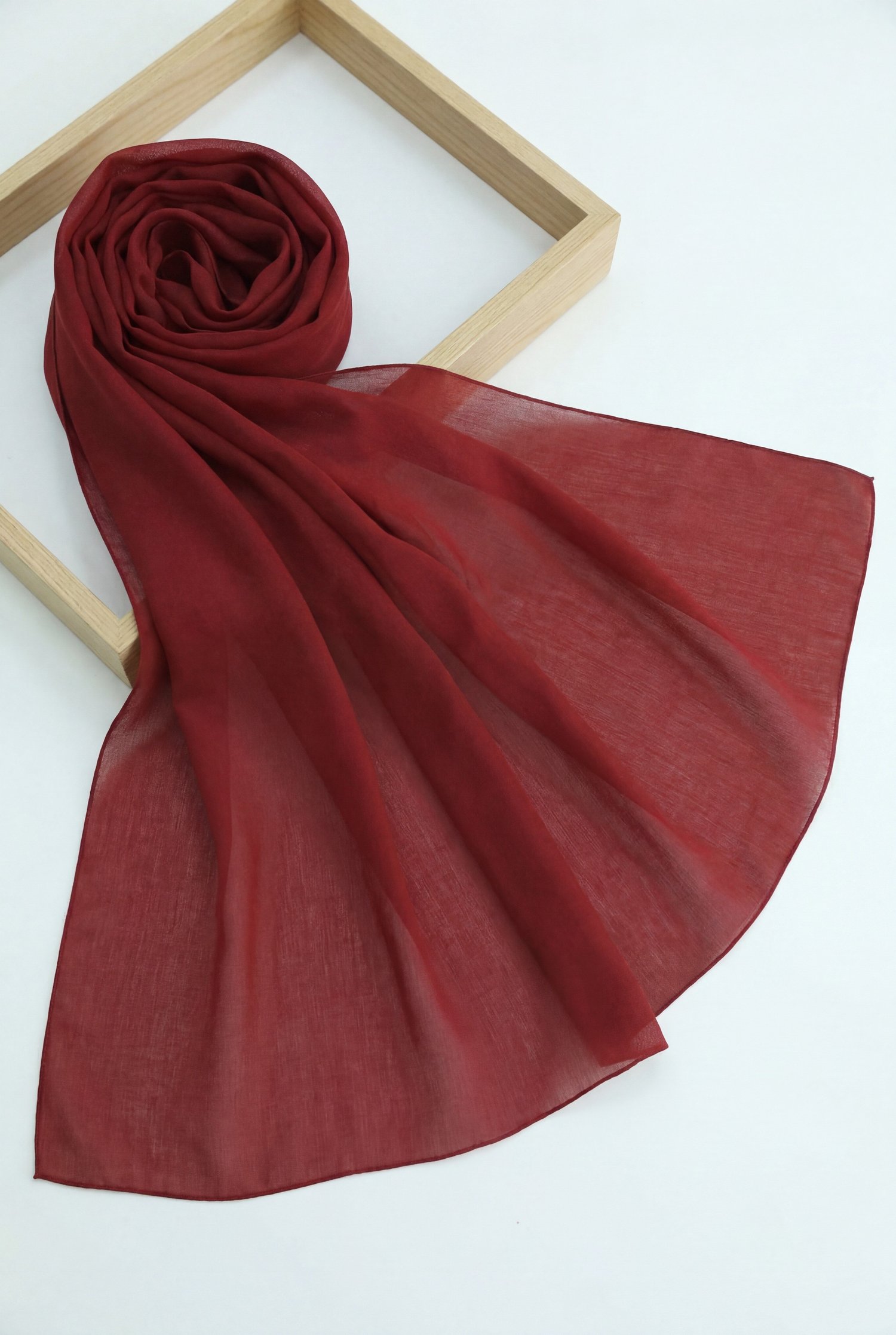 Düz Coton Şal -Bordo