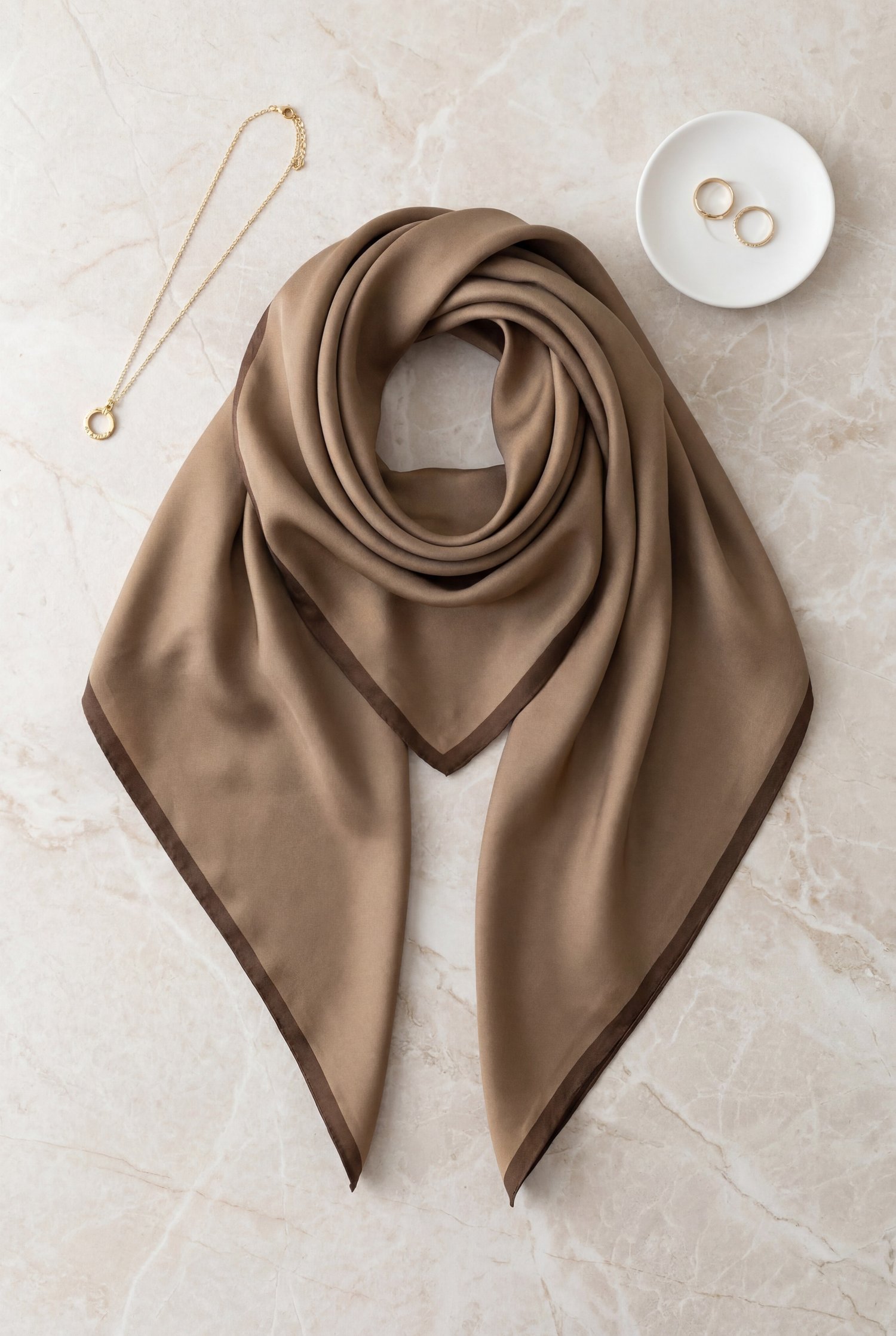 Düz Rayon Eşarp -Açık Kahverengi