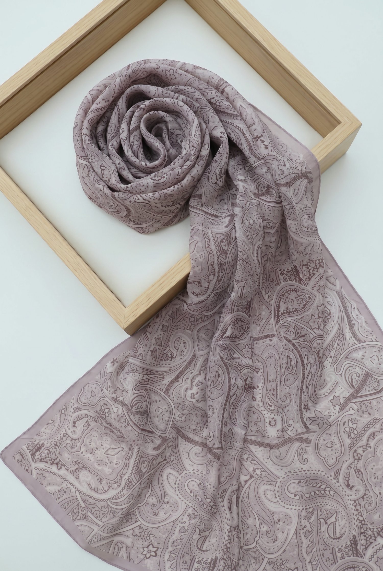 Geleneksel Floral Desenli Coton Şal -Açık Lila
