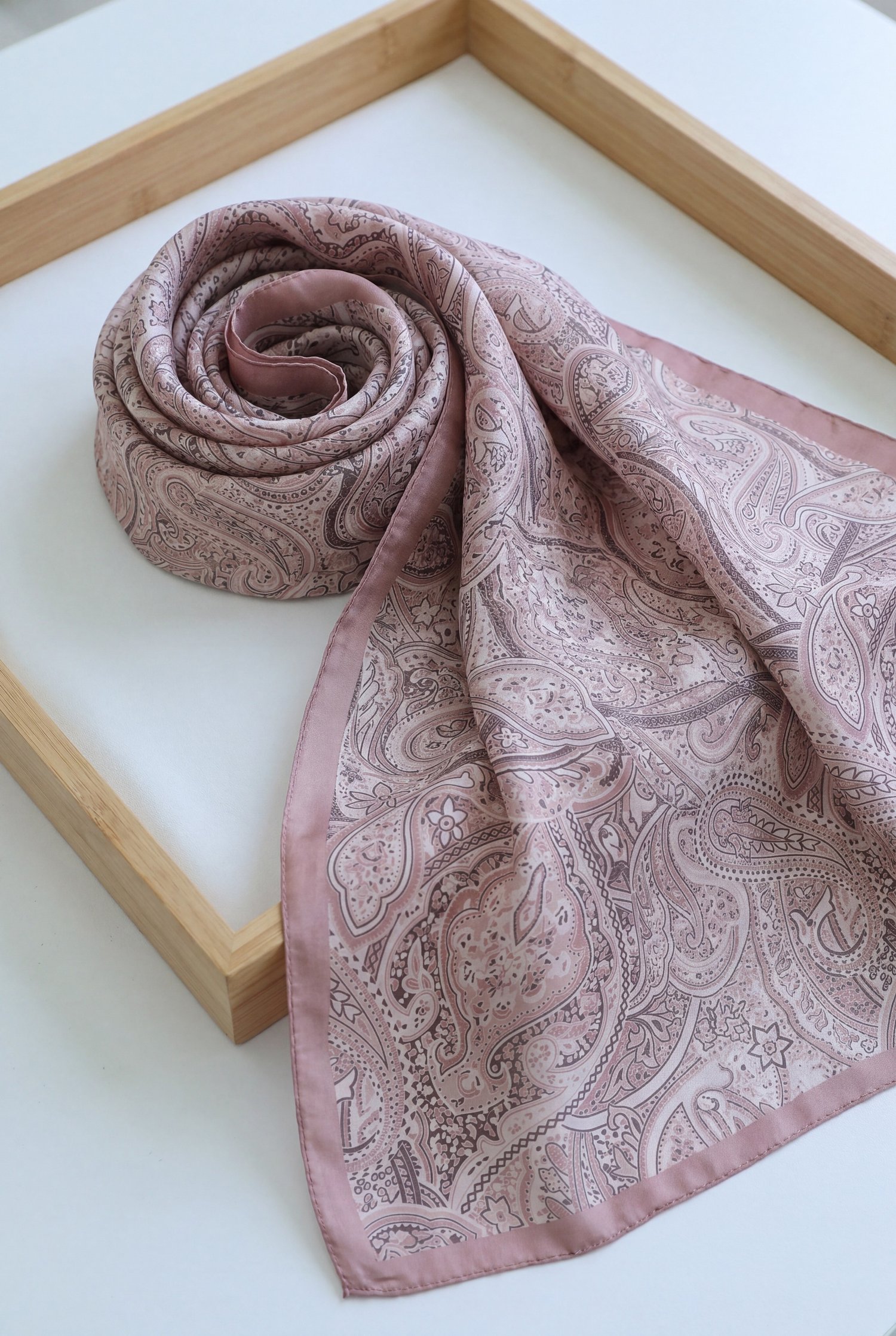Geleneksel Floral Desenli Coton Şal -Gül Kurusu