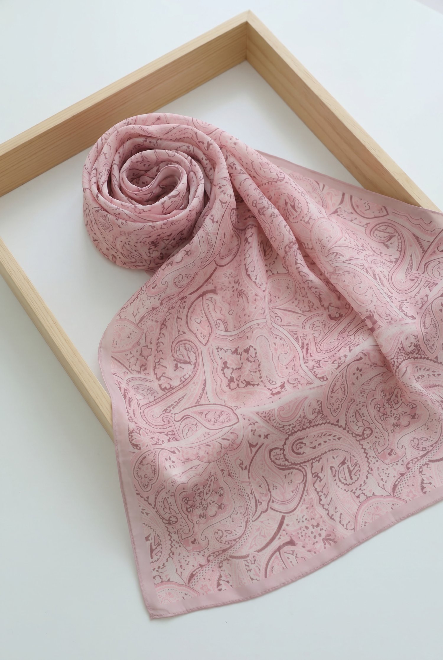 Geleneksel Floral Desenli Coton Şal -Pudra