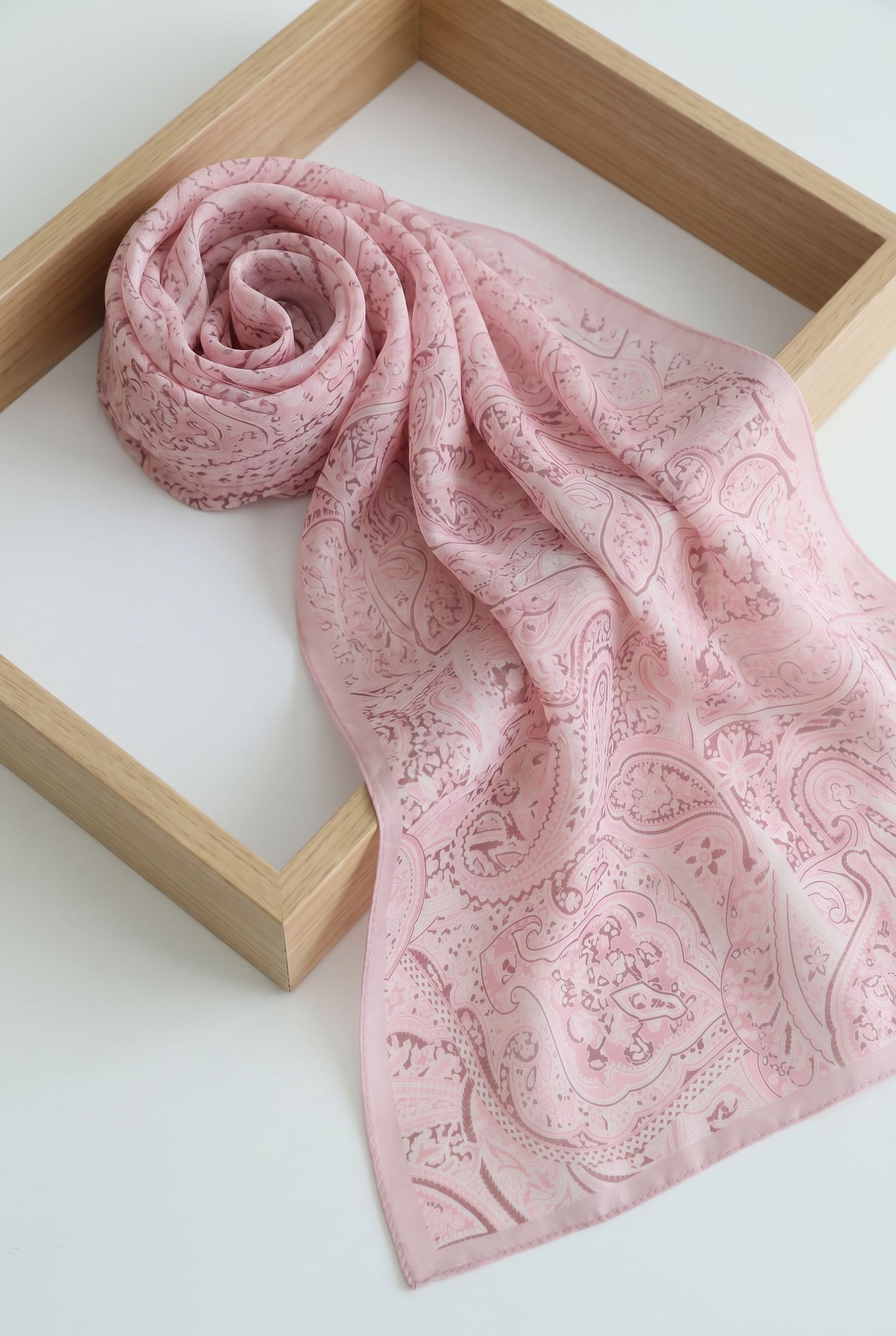 Geleneksel Floral Desenli Coton Şal -Pudra