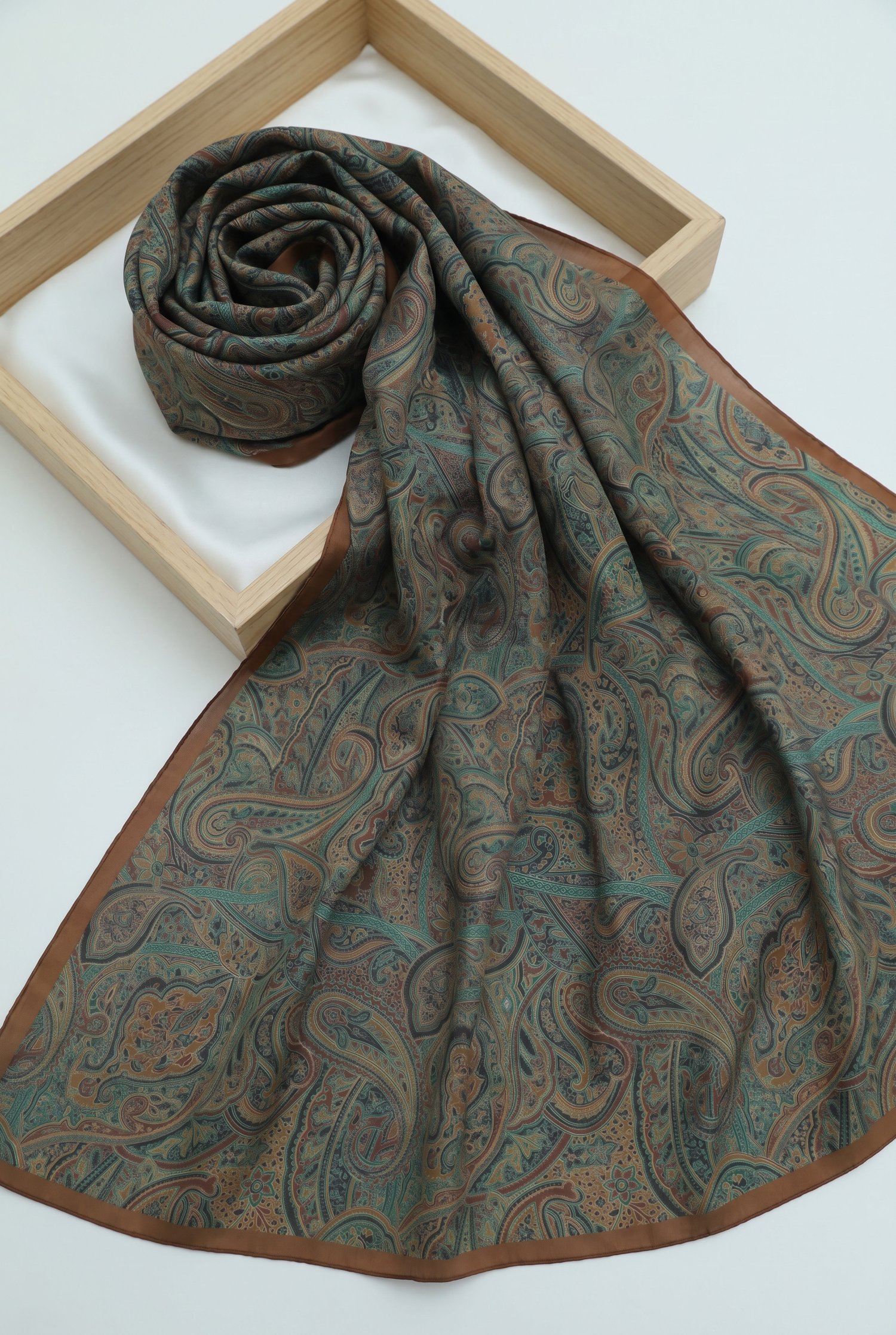 Geleneksel Floral Desenli Coton Şal -Taba