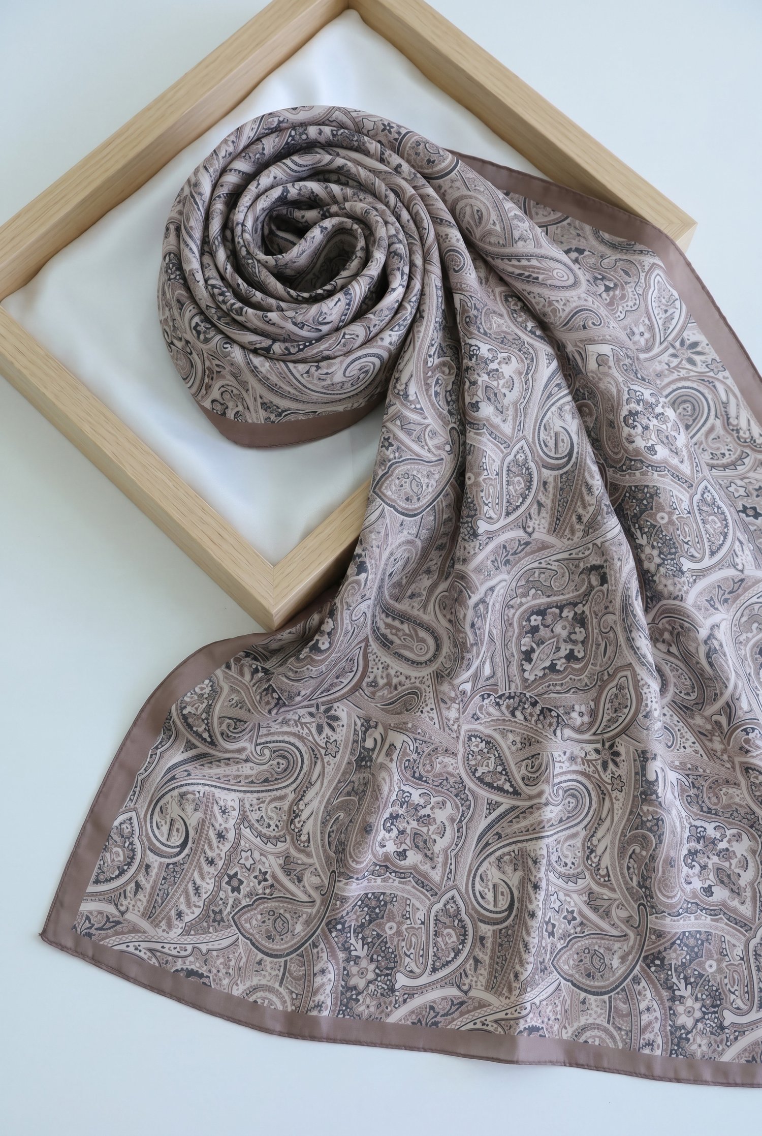 Geleneksel Floral Desenli Coton Şal -Vizon