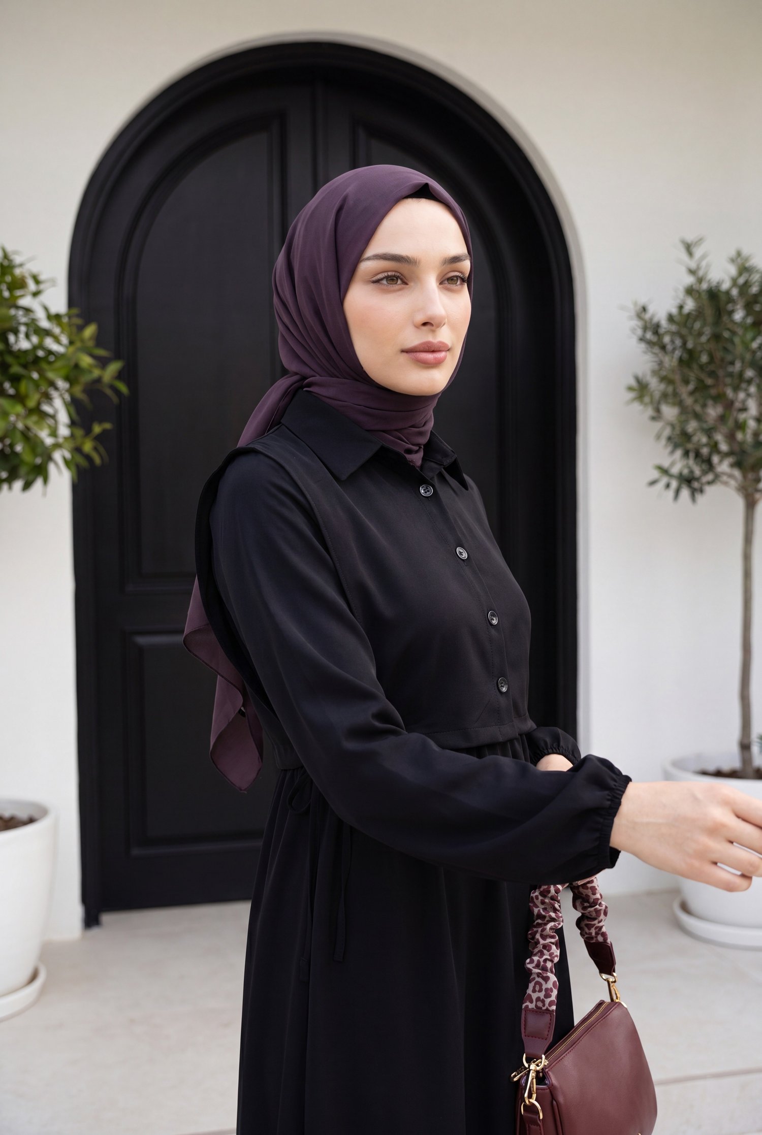 Gömlek Yaka Bolero Detaylı Çizgili Uzun Elbise   -Siyah