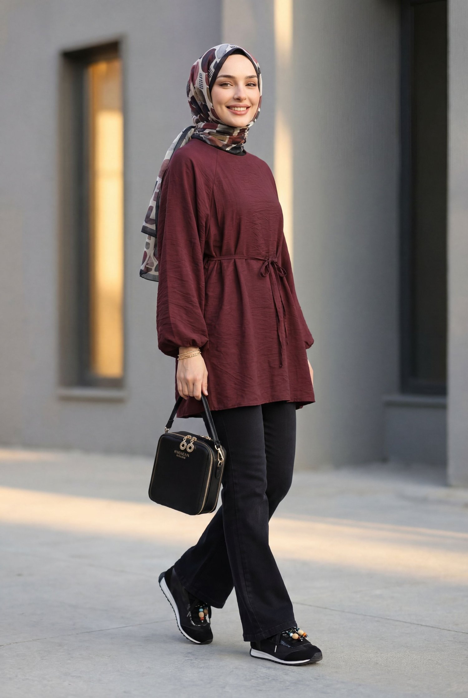 İspanyol Paça Bağcık Detaylı Kot Pantolon -Siyah