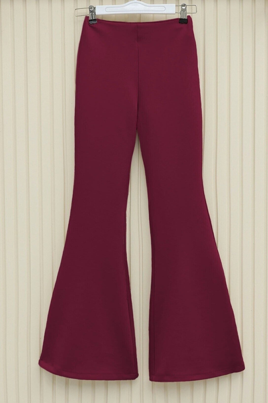 İspanyol Paça Scuba Pantolon    -Bordo