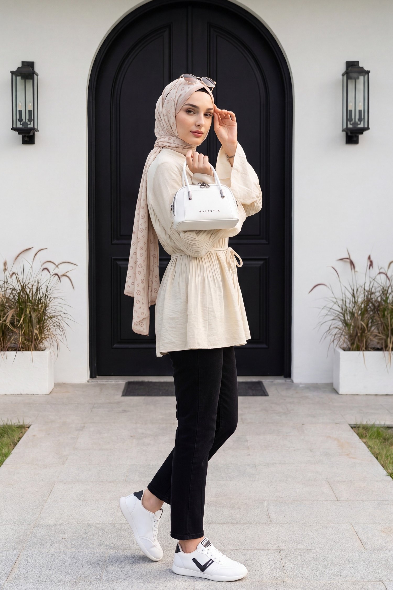 Kemerli Kot Pantolon -Siyah