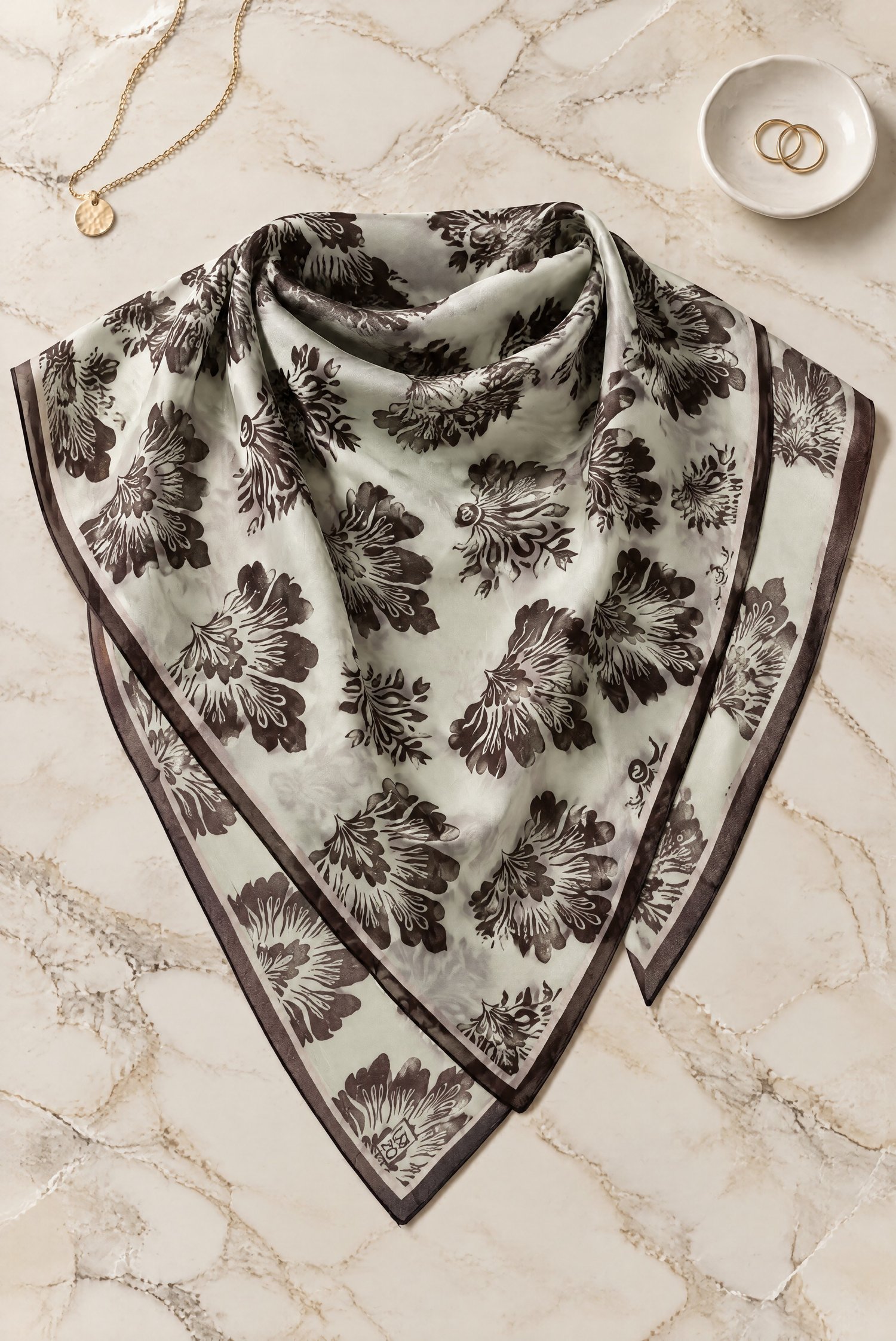 Klasik Damask Desenli Soft Eşarp -Mürdüm