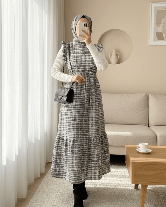 Kolları Fırfırlı Kemerli Tuvit Jile   -Krem