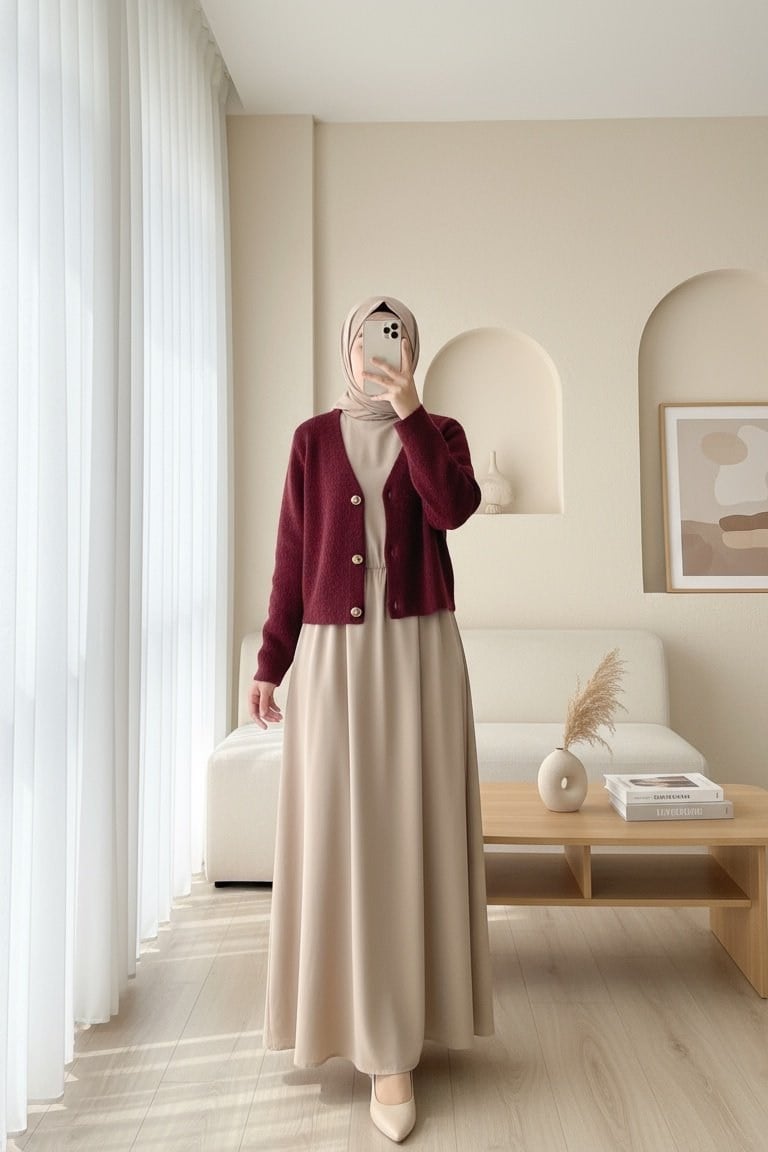 Önü Düğmeli Yumoş Triko Hırka -Bordo