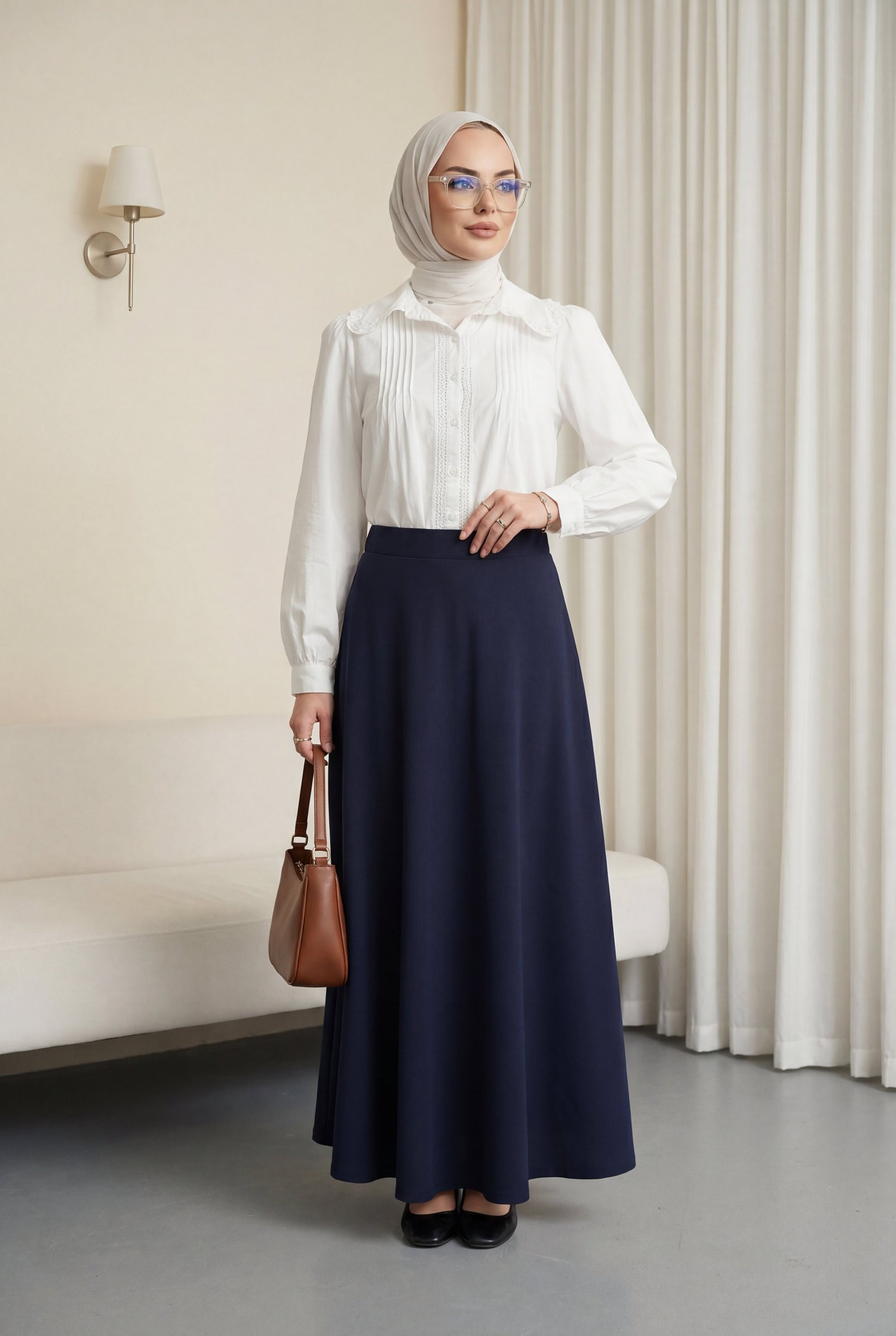 Önü Fistolu Plise Detaylı Poplin Gömlek Bluz -Beyaz