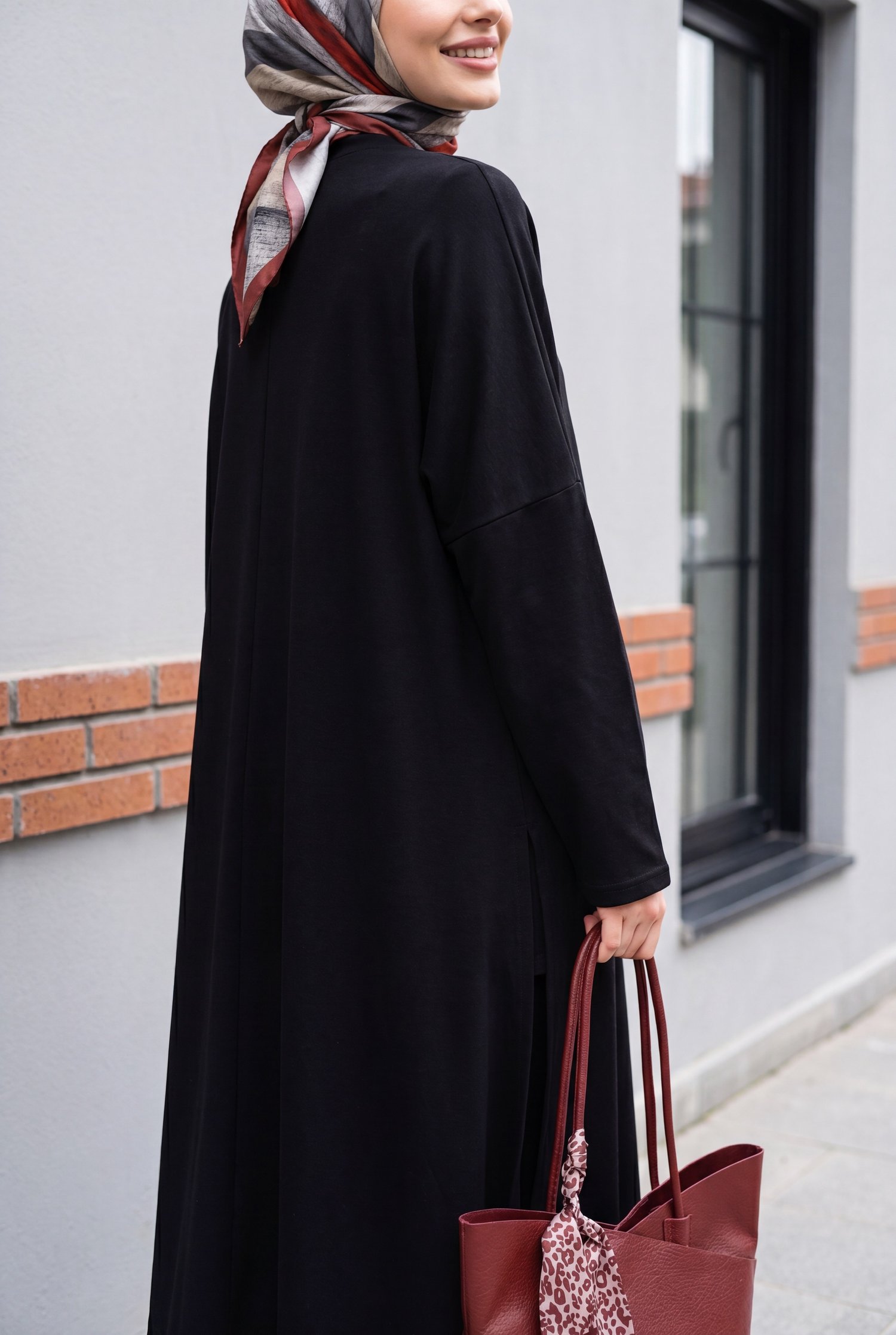 Pantolonu Cepli Likralı Oversize Üçlü Sendy Takım  -Siyah