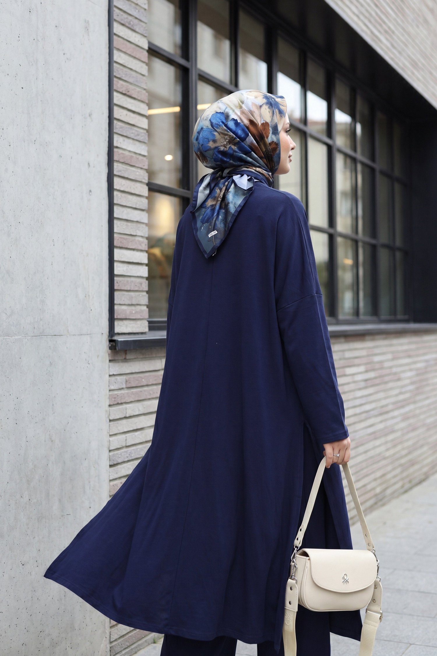 Pantolonu Cepli Likralı Oversize Üçlü Sendy Takım  -Lacivert