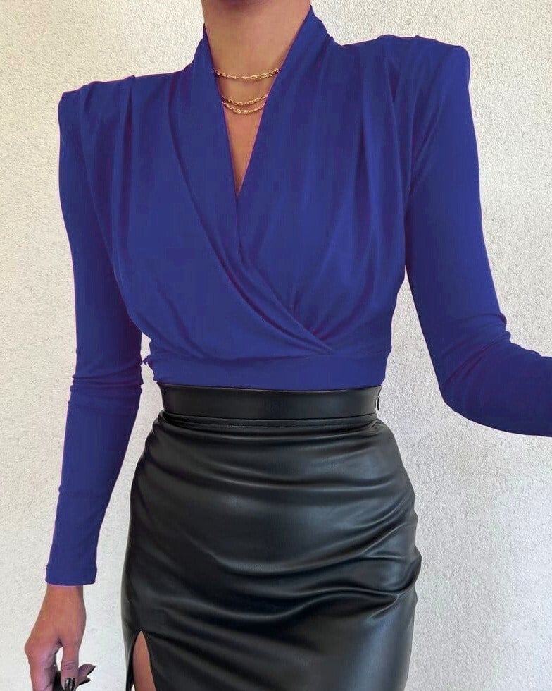 Vatkalı Kruvaze Model Sandy Bluz   -Saks