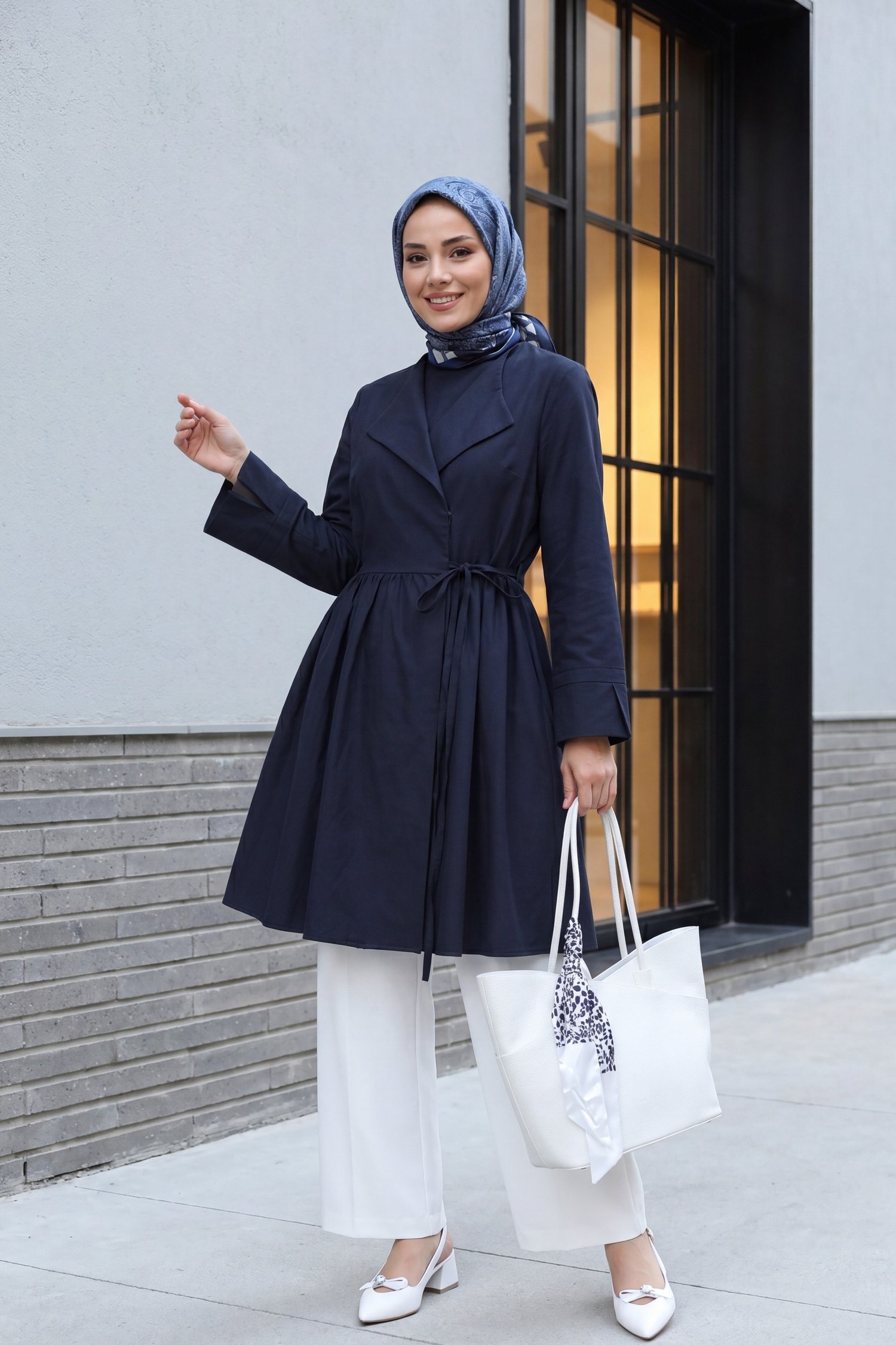Yan Bağcıklı Kol Manşeti Yırtmaçlı Kimono -Laci
