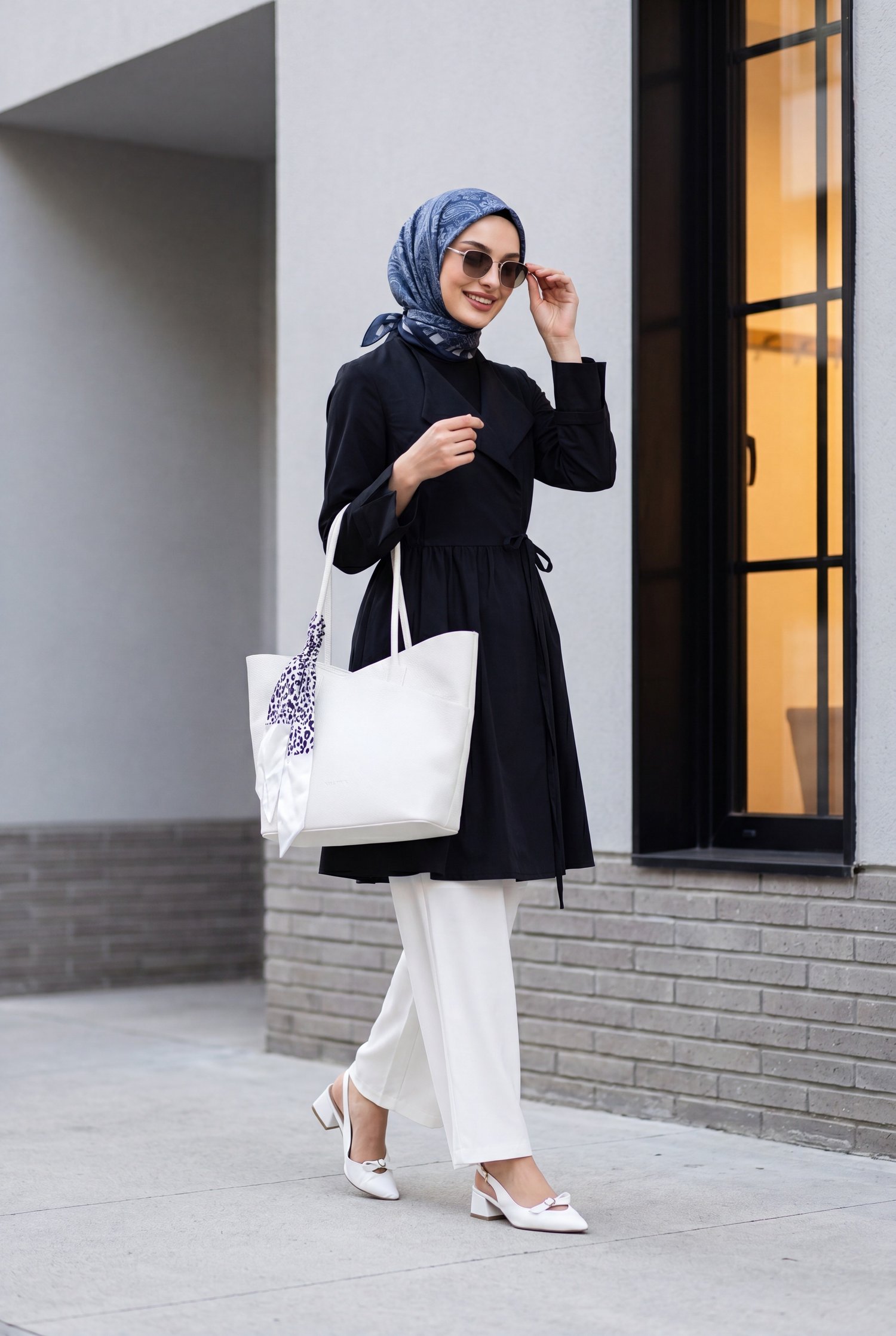 Yan Bağcıklı Kol Manşeti Yırtmaçlı Kimono -Laci