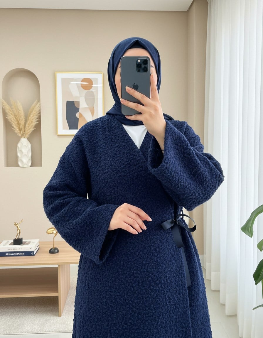 Yandan Bağlamalı Buklet Kimono   -Laci