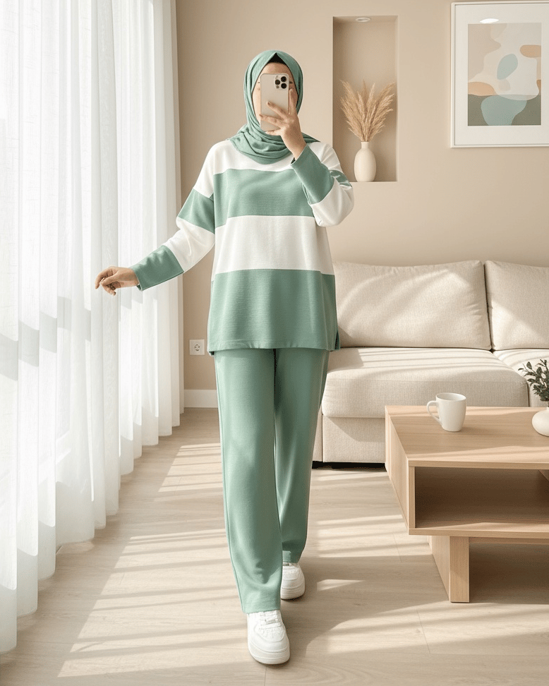 Yarım Boğazlı Triko Takım  -Mint