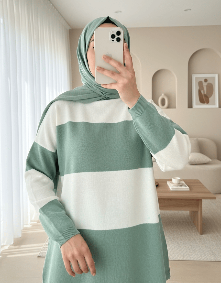 Yarım Boğazlı Triko Takım  -Mint
