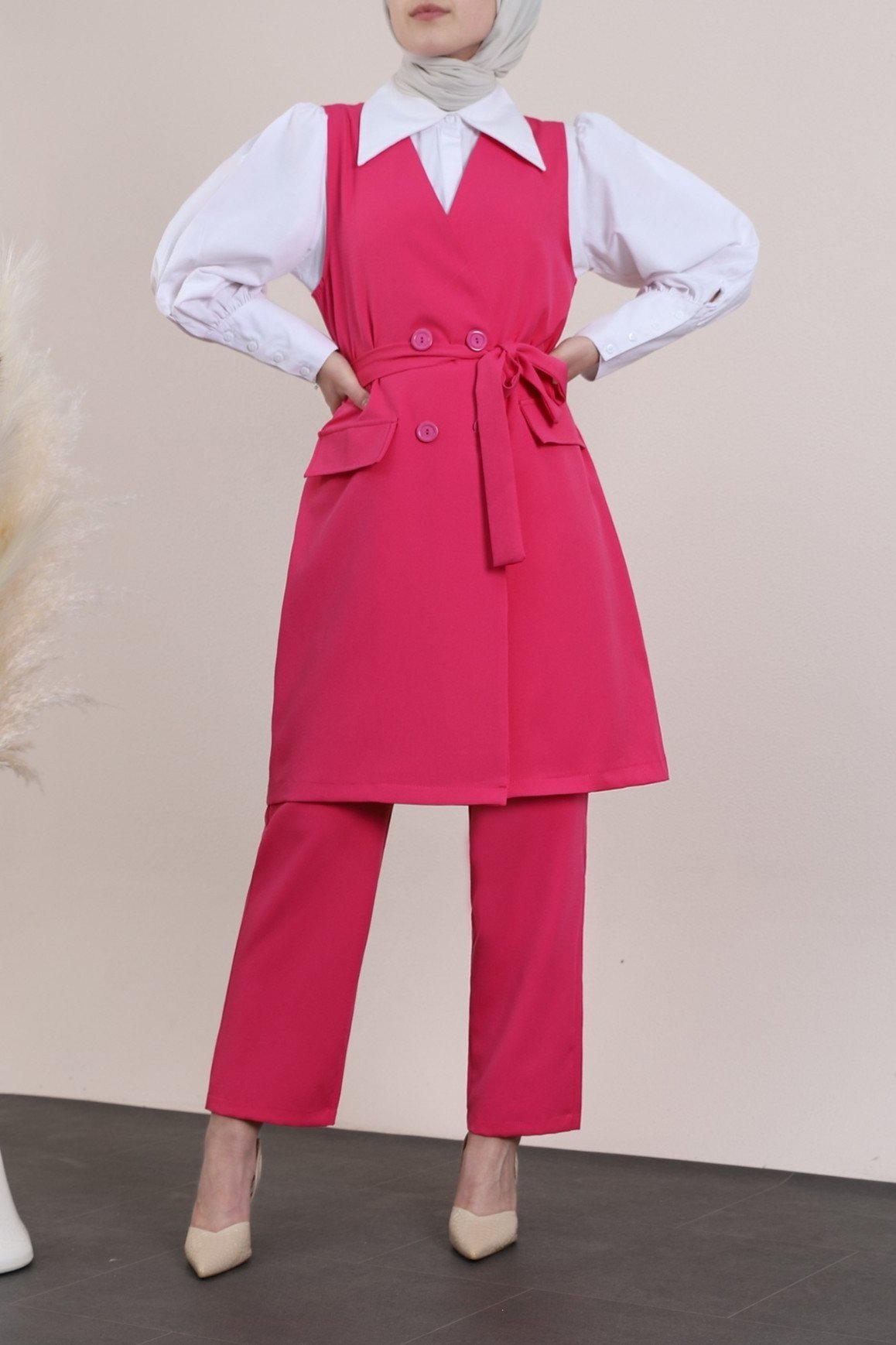 Yeleki Pantolon Takım -Pembe