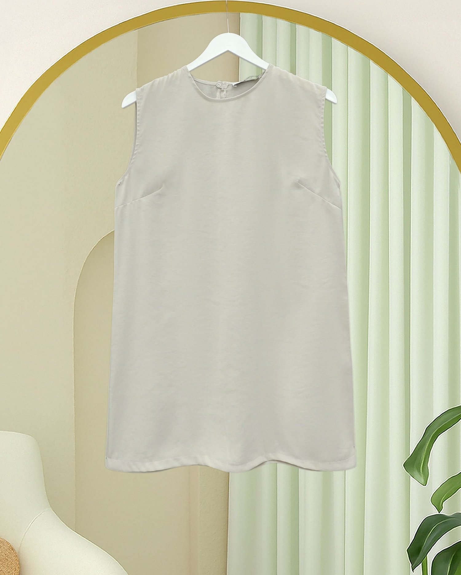 Yuvarlak Yaka Sıfır Kol Modal İçlik  -Bej