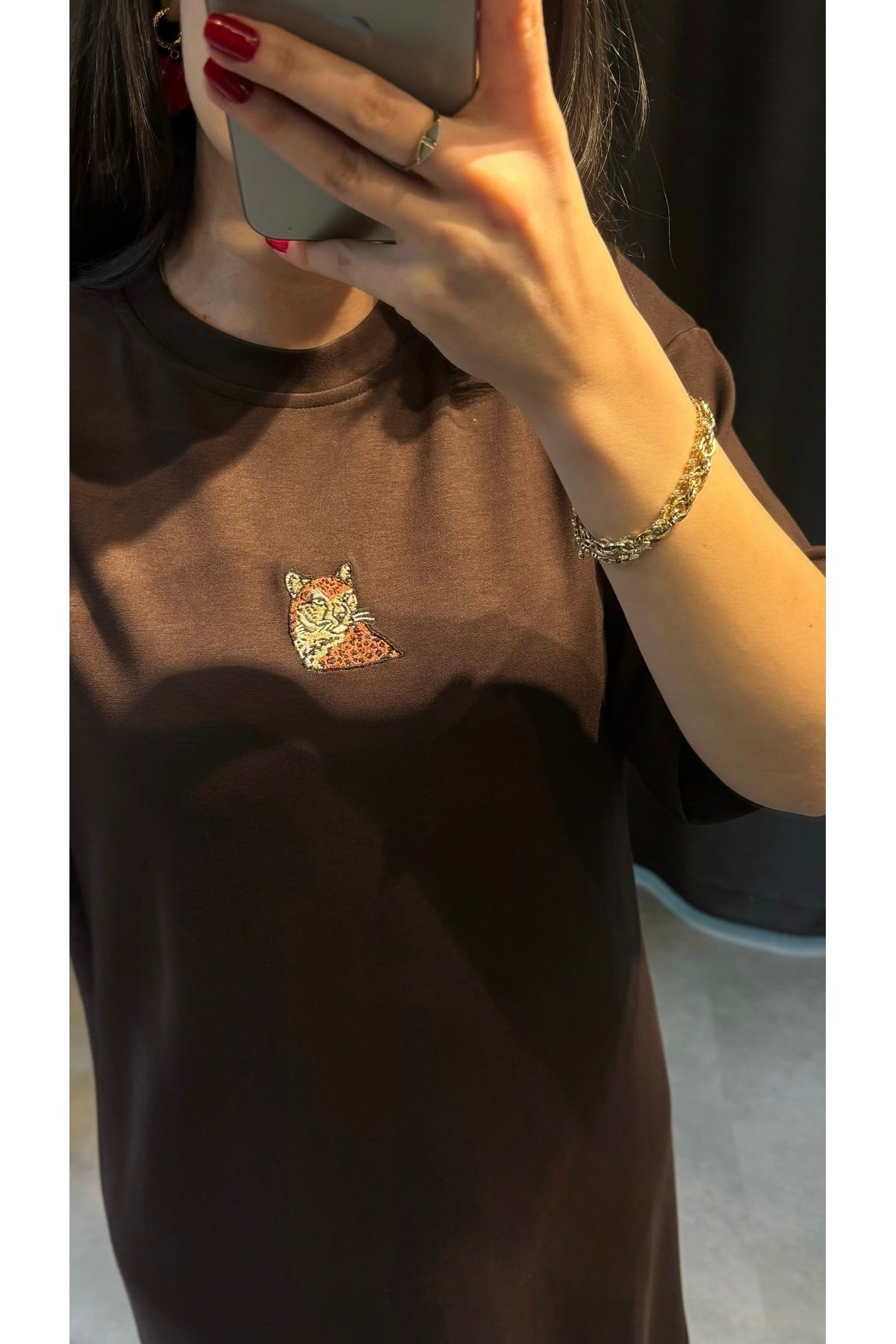Kahverengi Midi T-Shirt Elbise