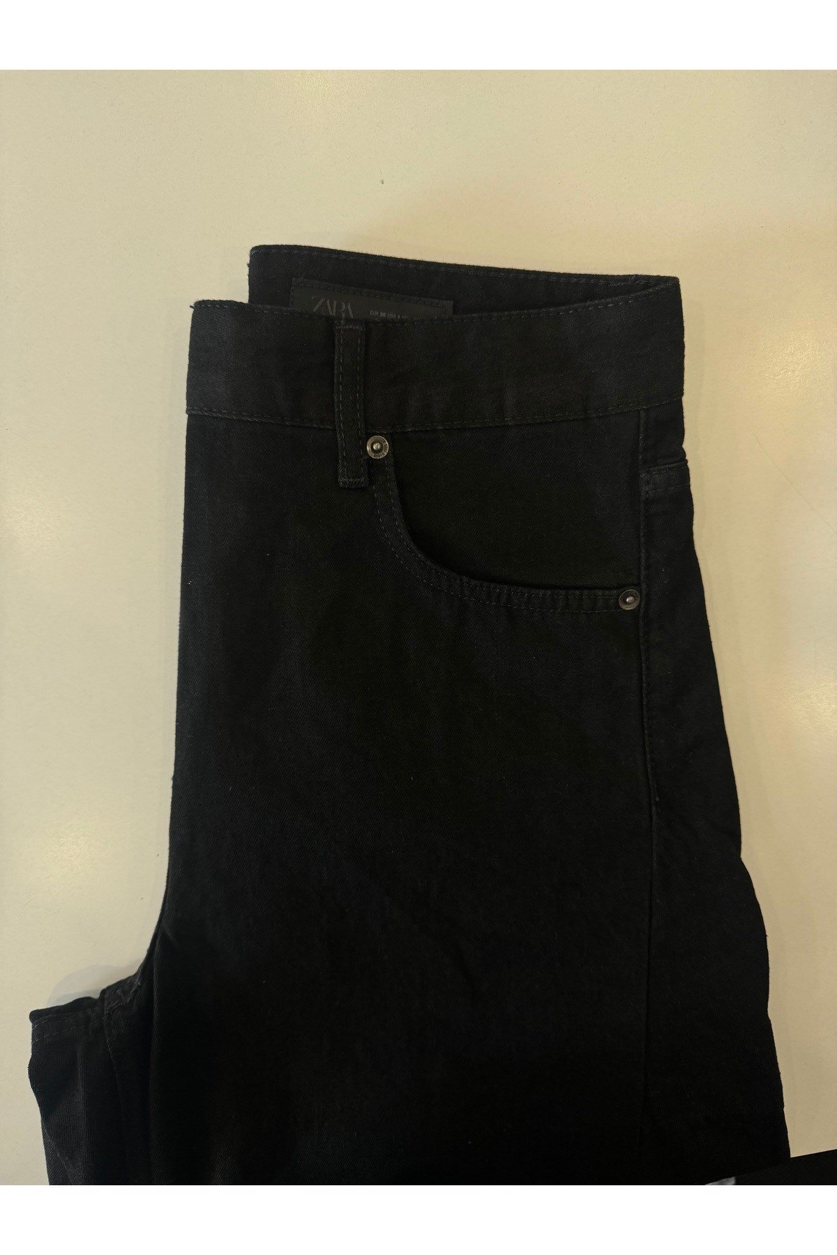 Oversized Orta Bel Siyah Jean