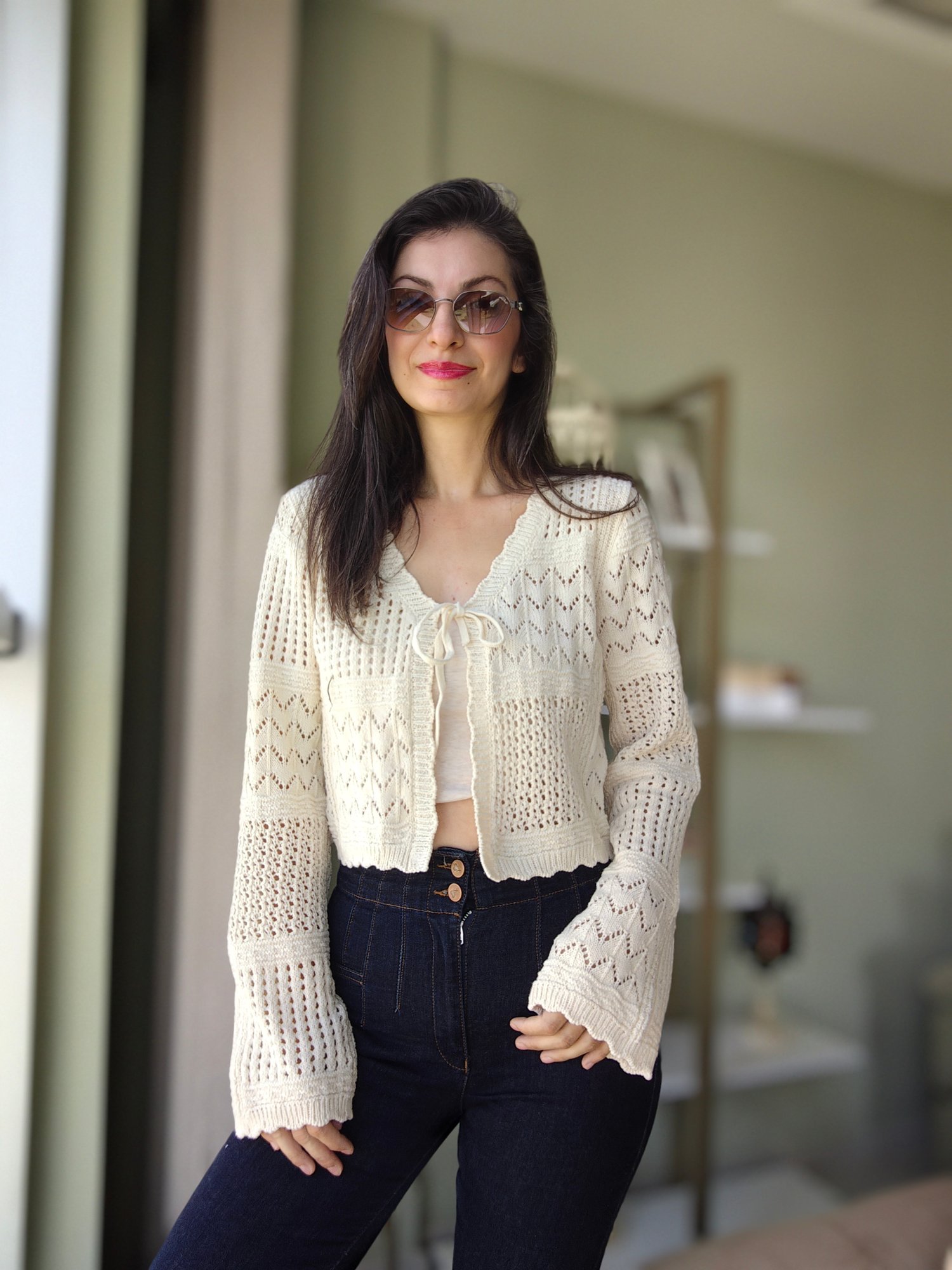 Ajurlu Bağlamalı Triko Hirka