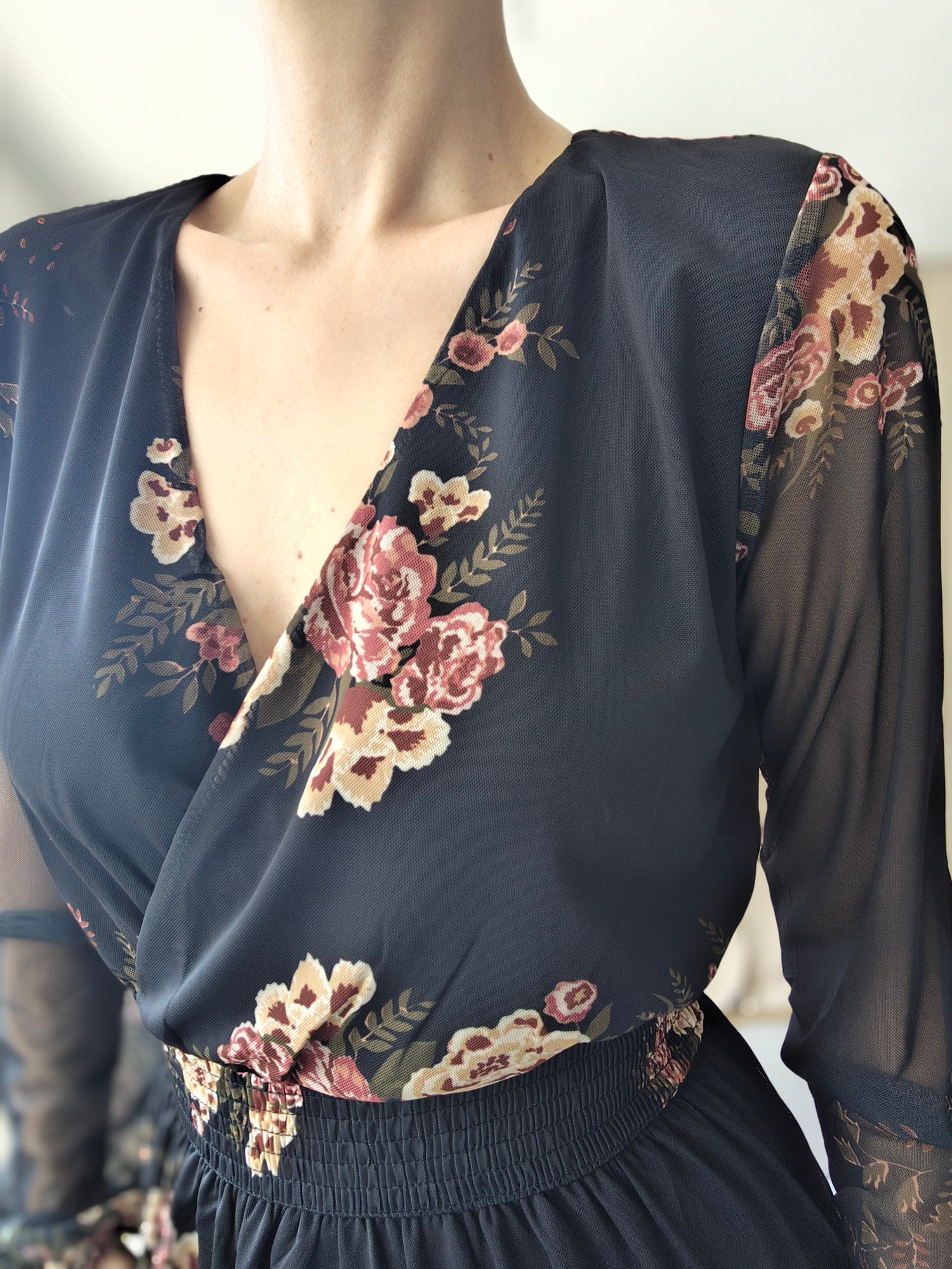 Çiçek Desenli Mini Tül Elbise -1137