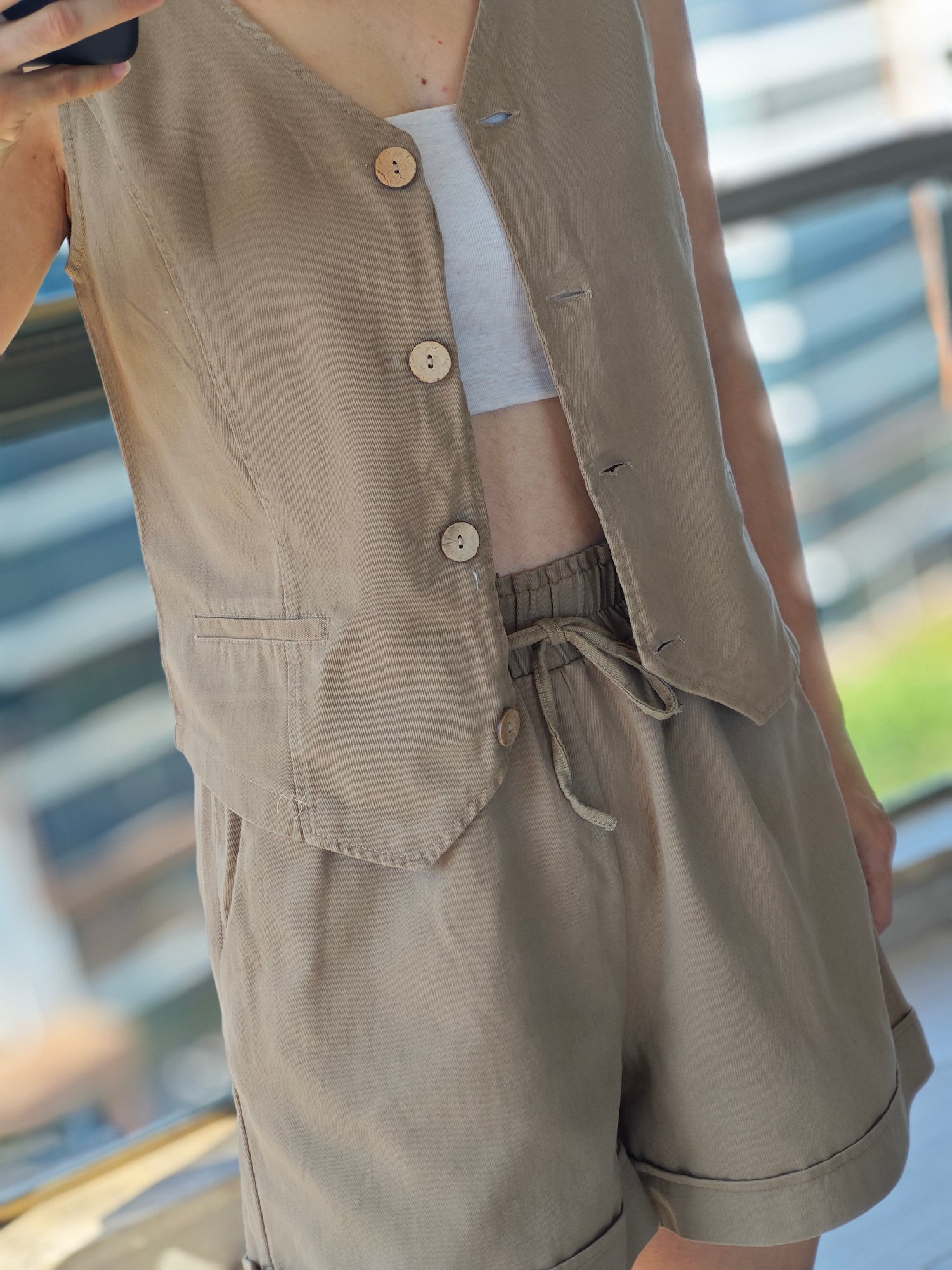 Cotton Şort Camel