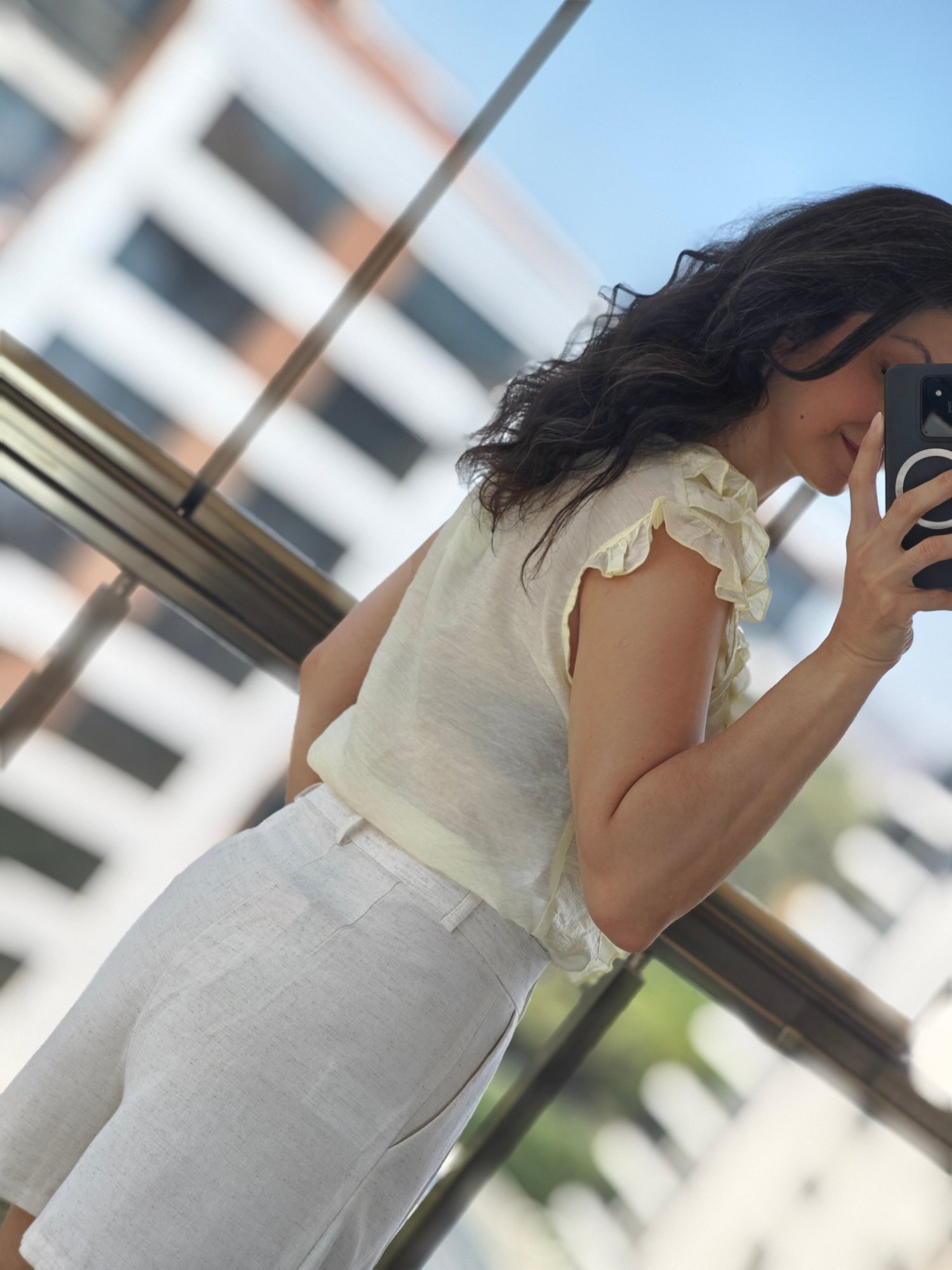 Fırfır Detaylı Bluz Sarı