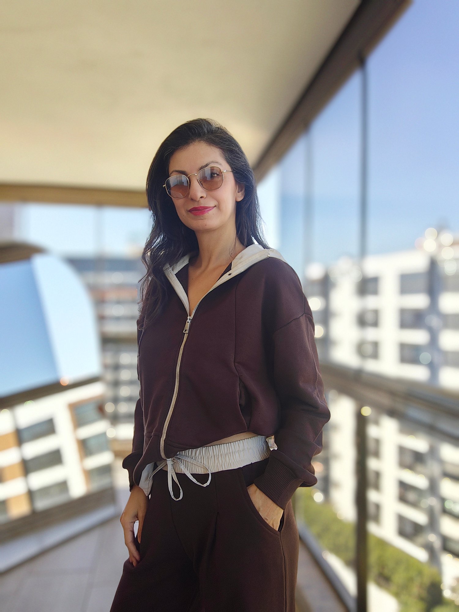Garnili Eşofman Takımı Kahve