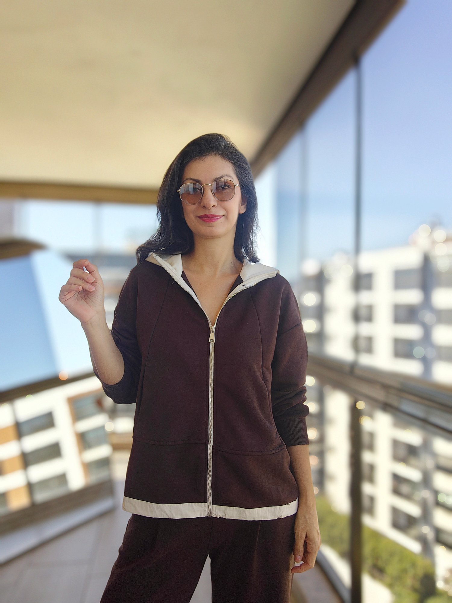 Garnili Eşofman Takımı Kahve