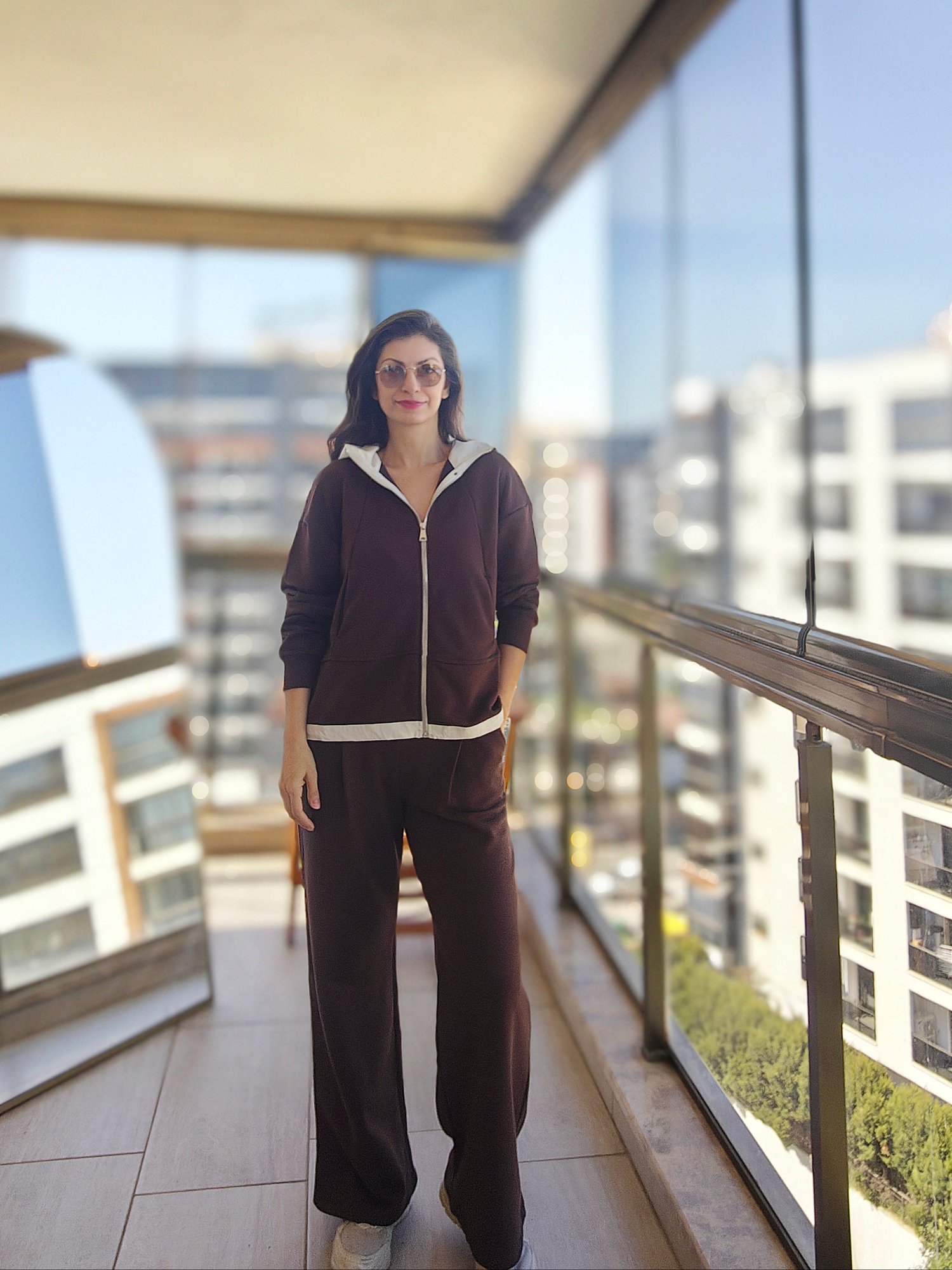 Garnili Eşofman Takımı Kahve