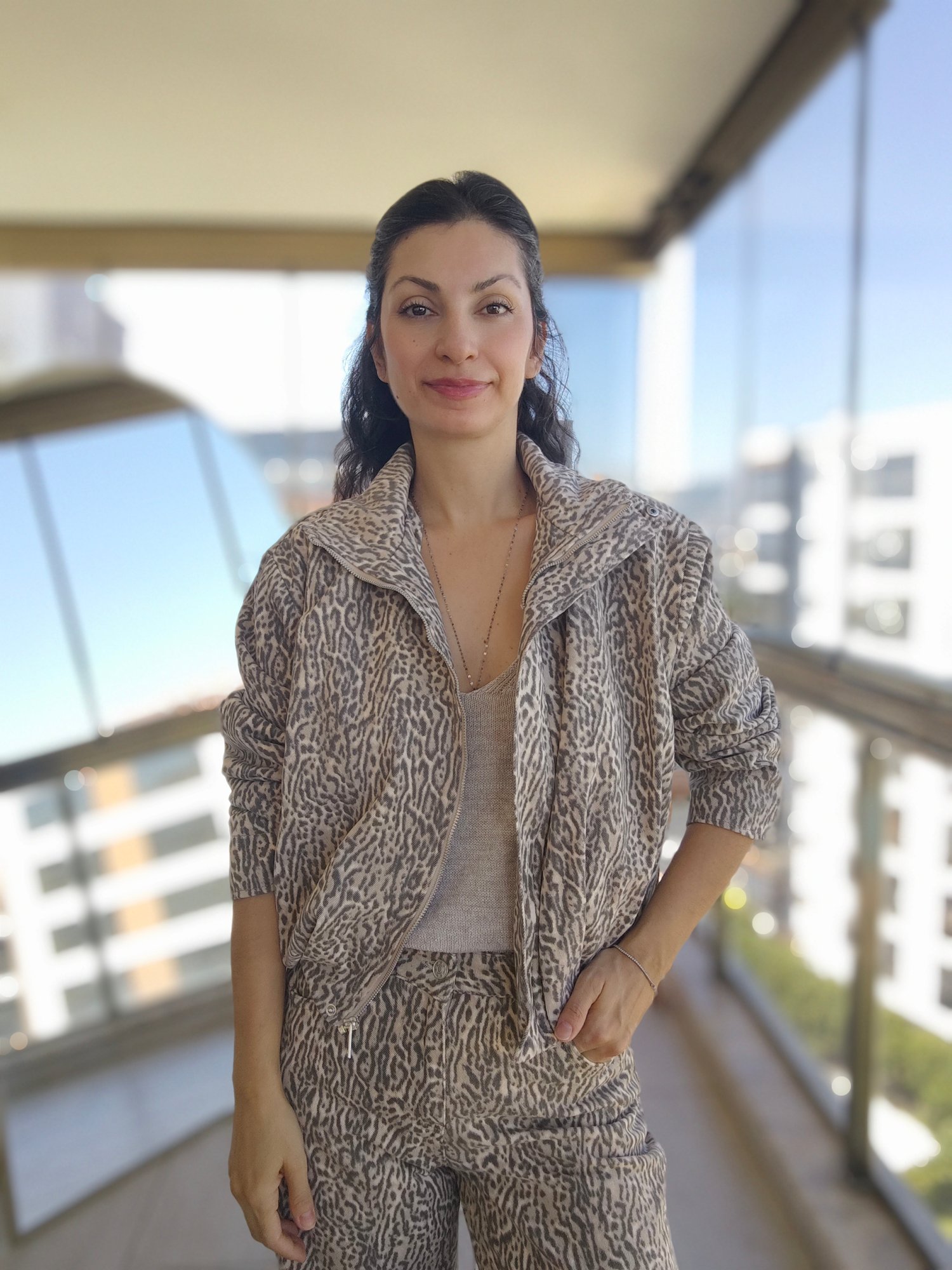 Leopar Desenli Bomber Ceket 