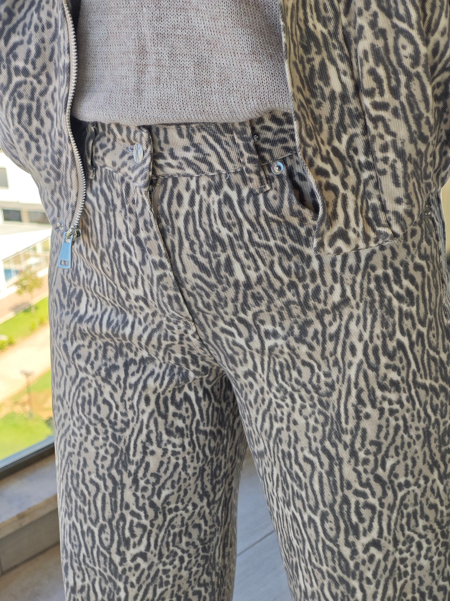 Leopar Desenli Gabardin Pantolon