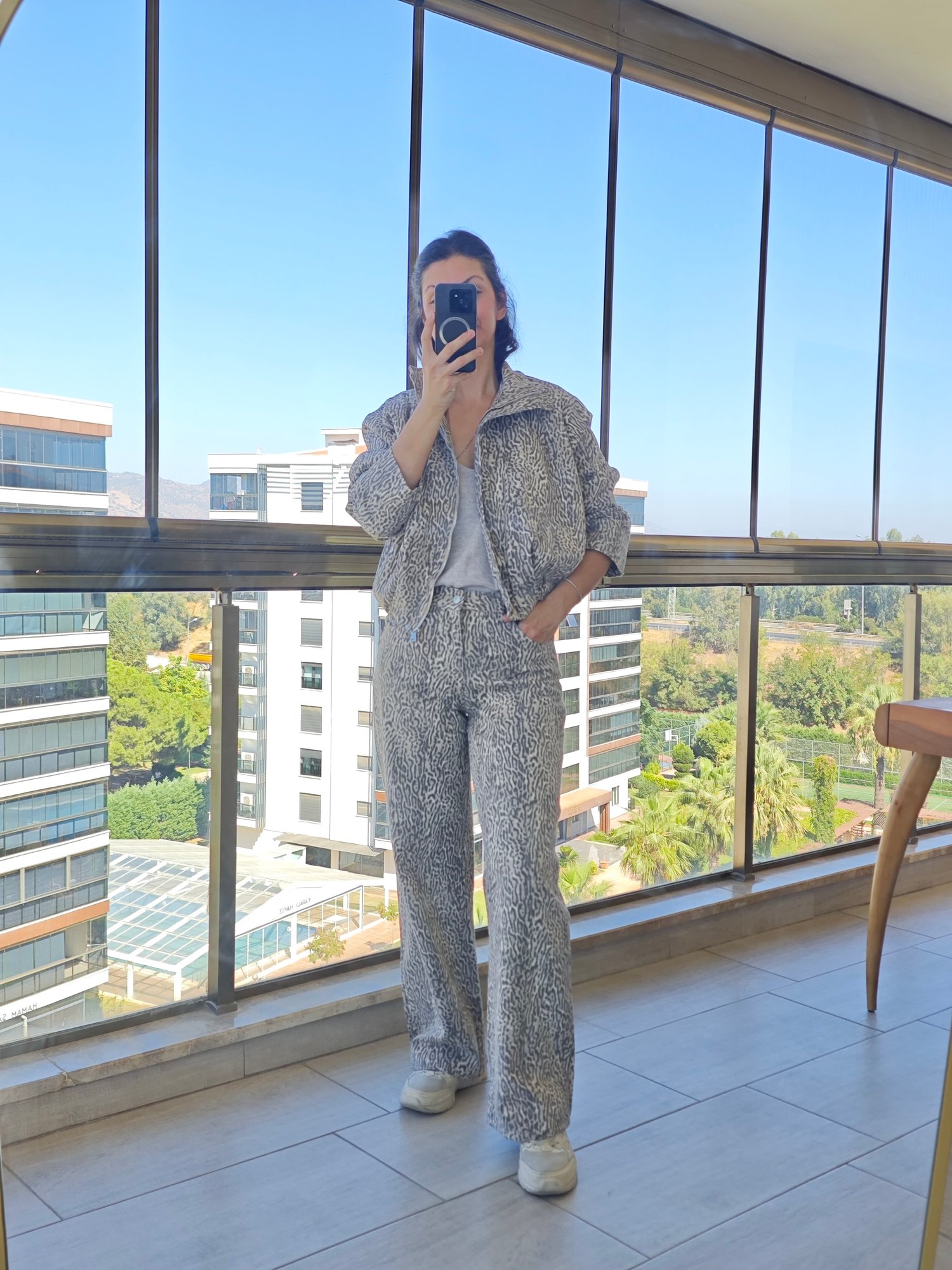 Leopar Desenli Gabardin Pantolon