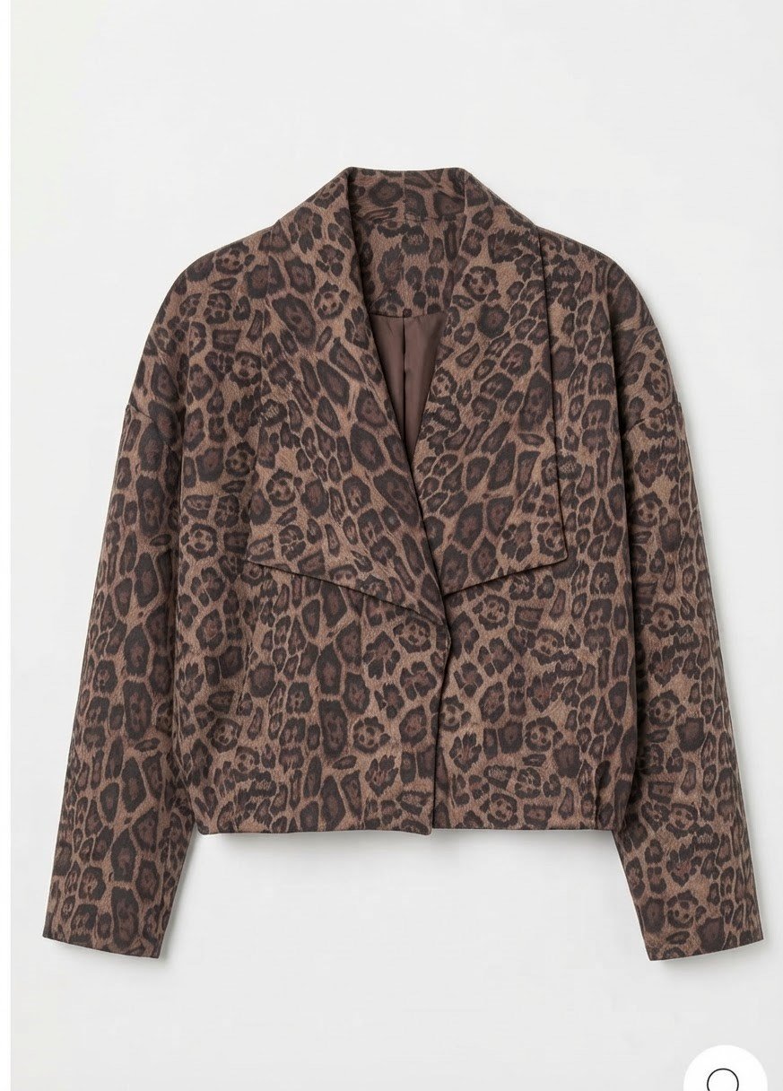 Leopar Desenli Şal Yaka Ceket