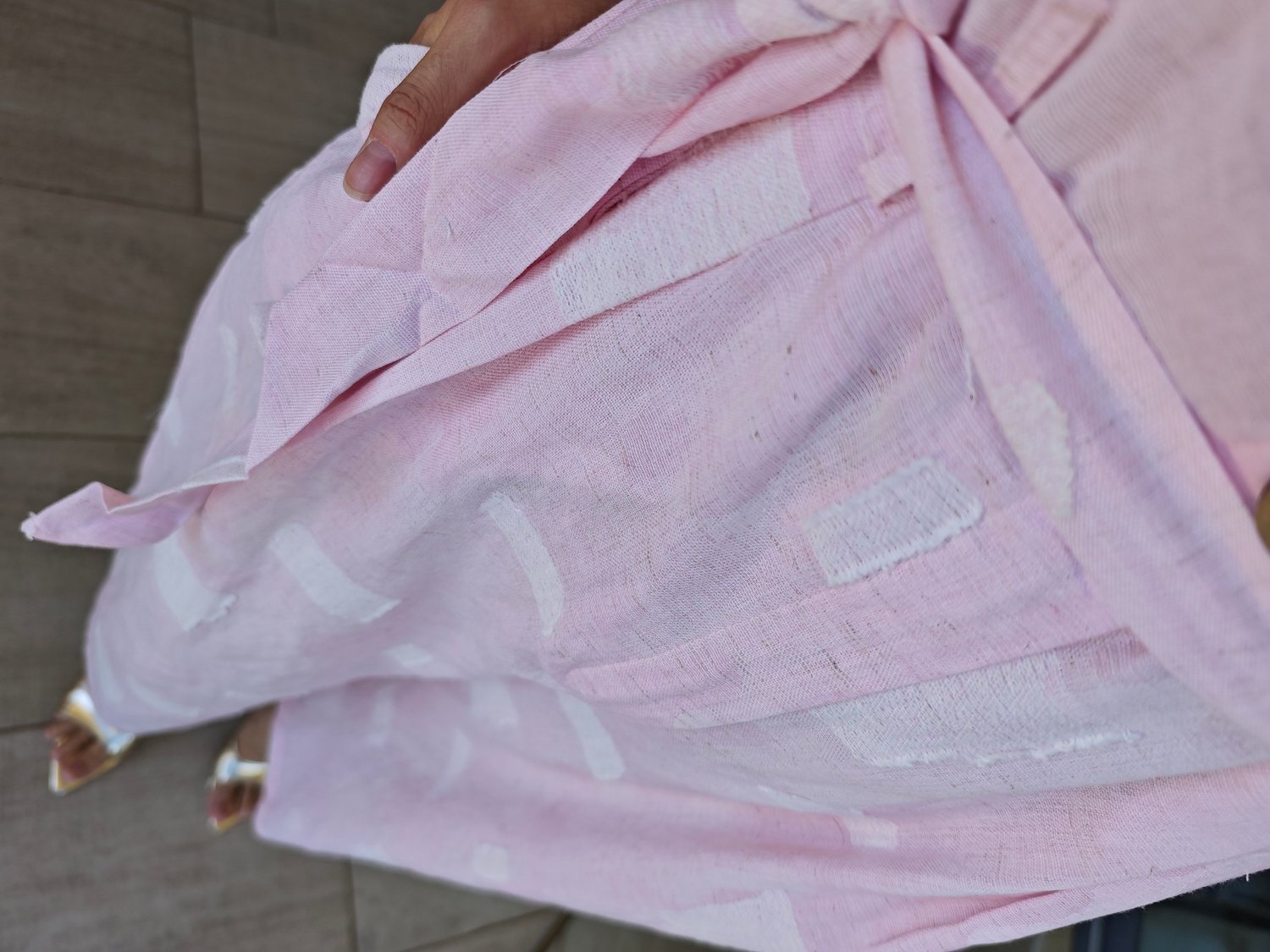 Önden Düğmeli Keten Tulum Pembe
