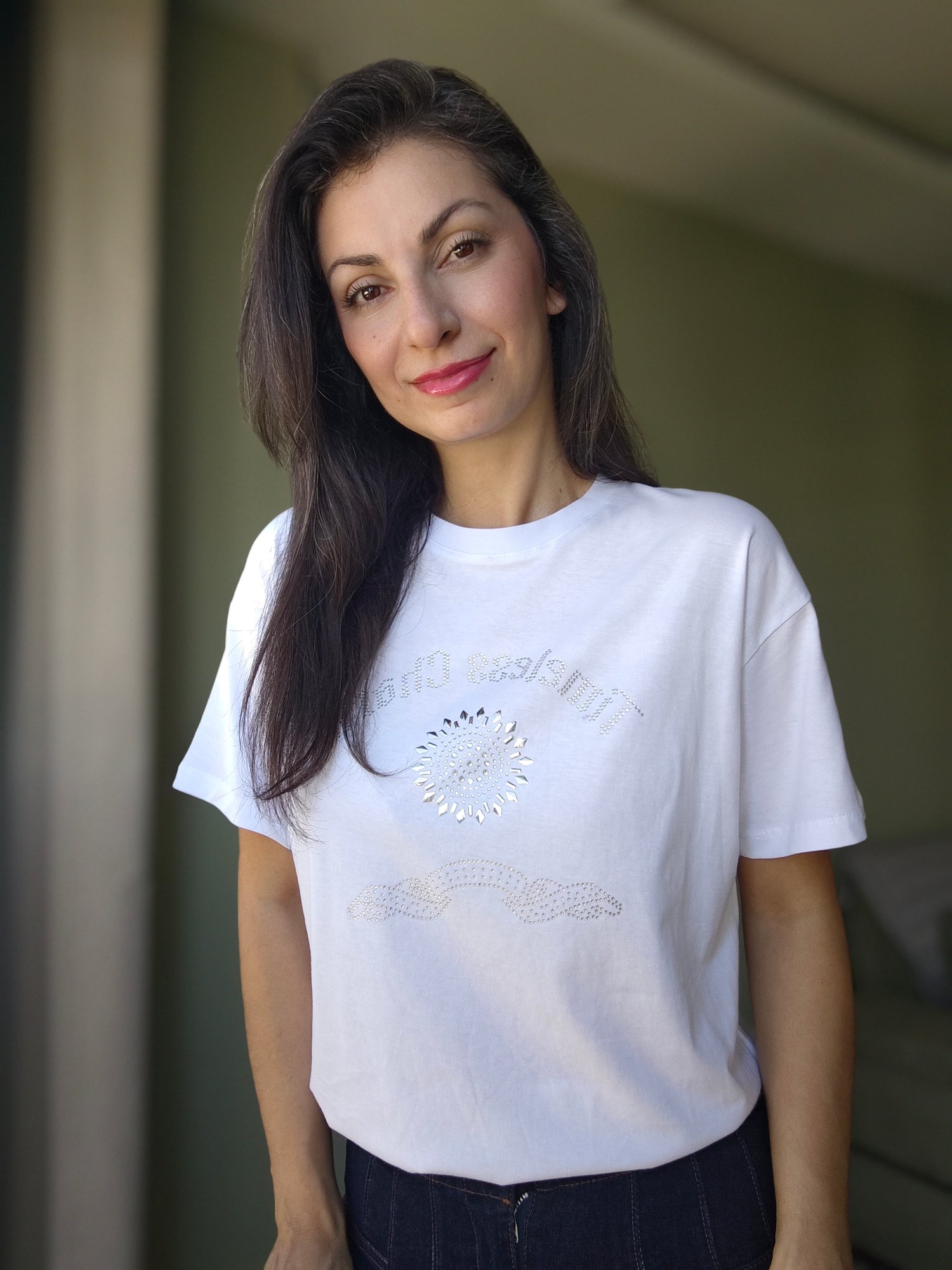 Önü Taşlı Pamuklu Tshirt