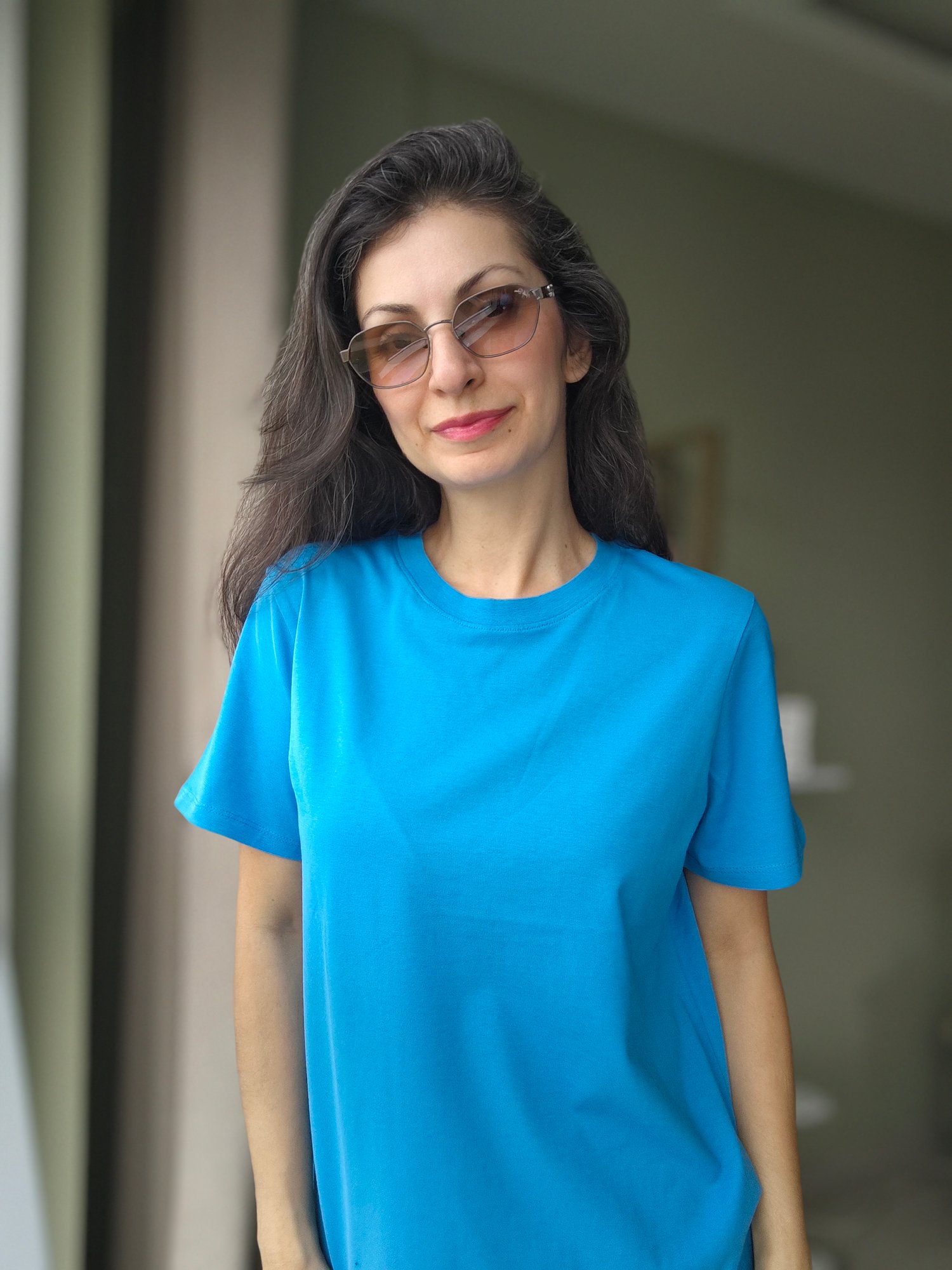 Sıfır Yaka Tshirt Mavi