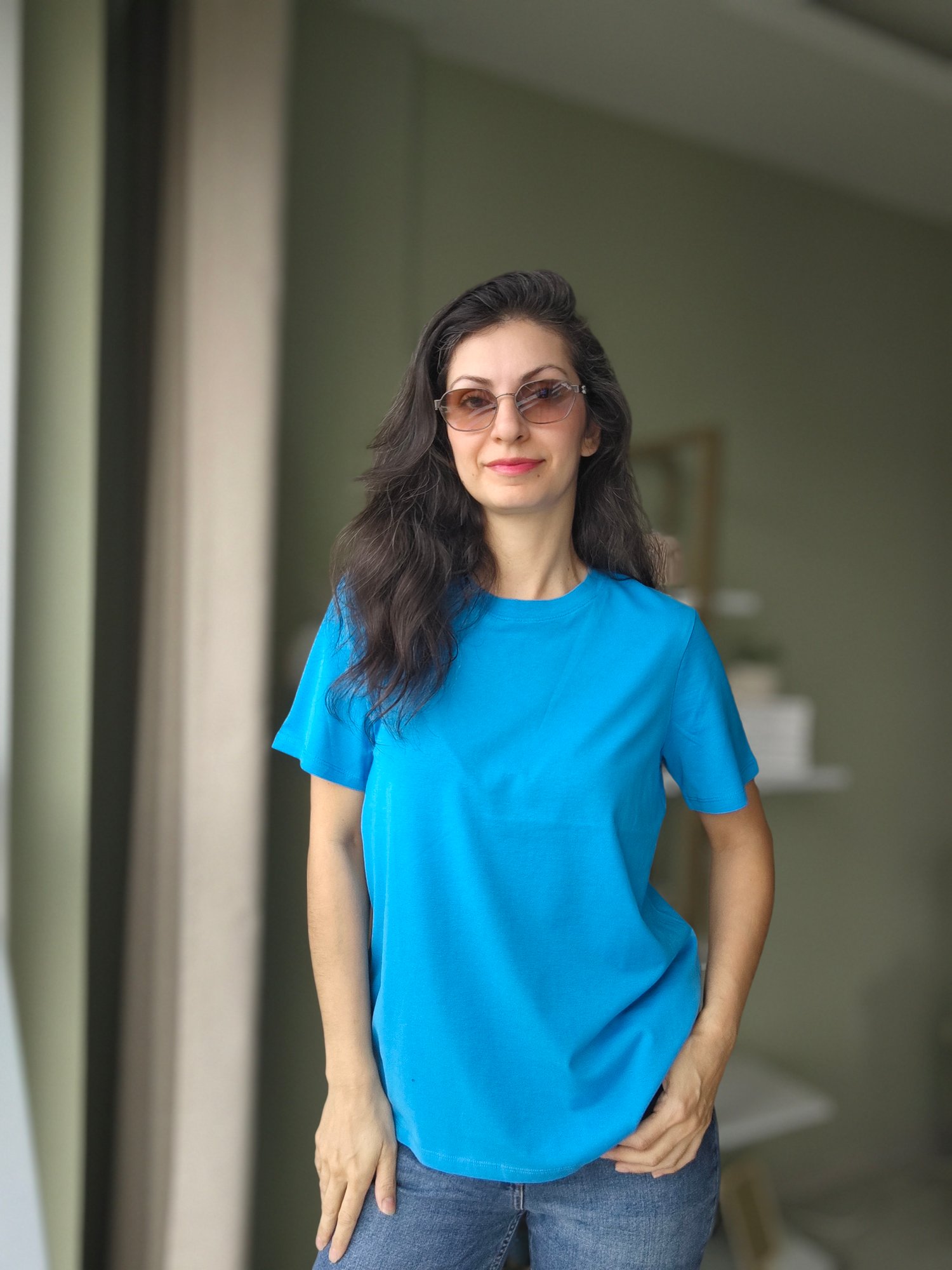 Sıfır Yaka Tshirt Mavi