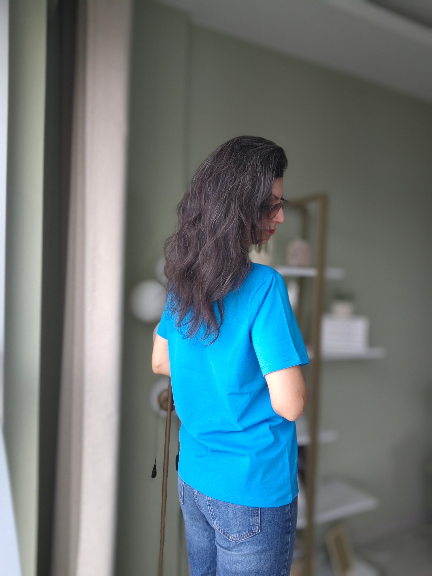 Sıfır Yaka Tshirt Mavi