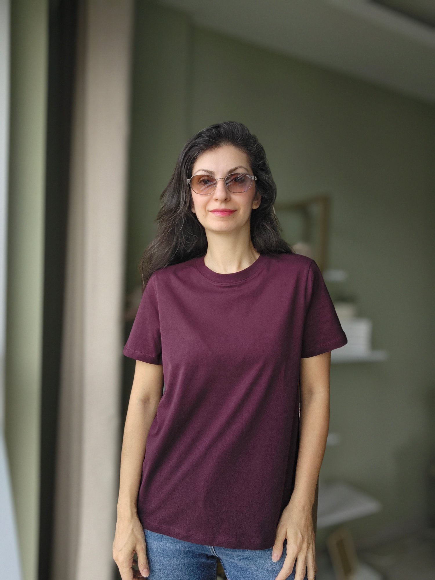 Sıfır Yaka Tshirt Mürdüm