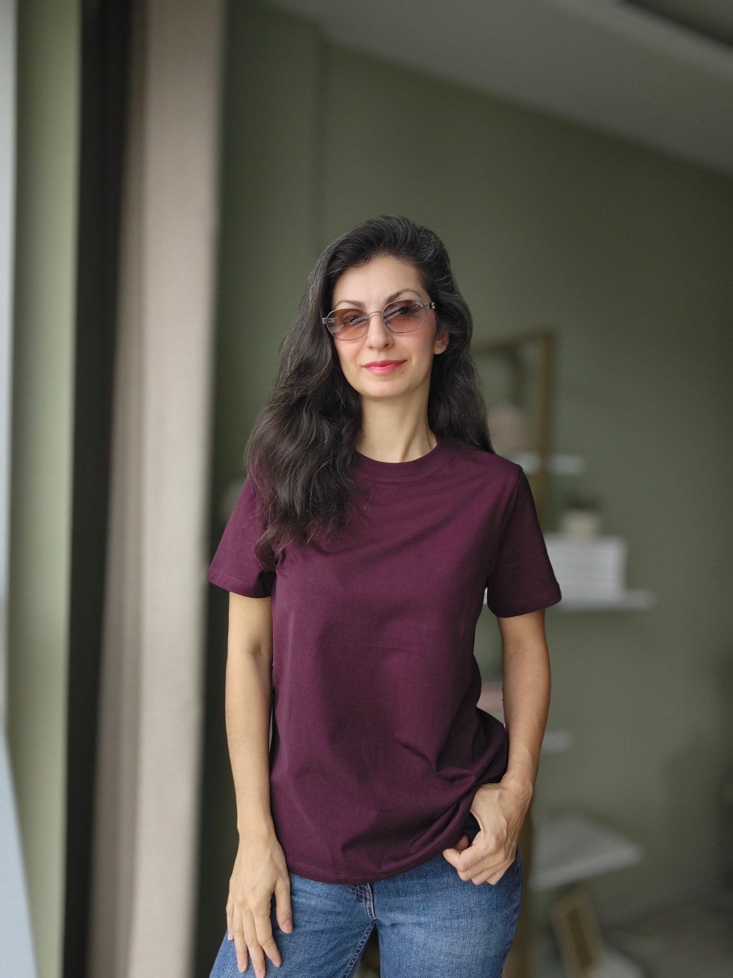 Sıfır Yaka Tshirt Mürdüm