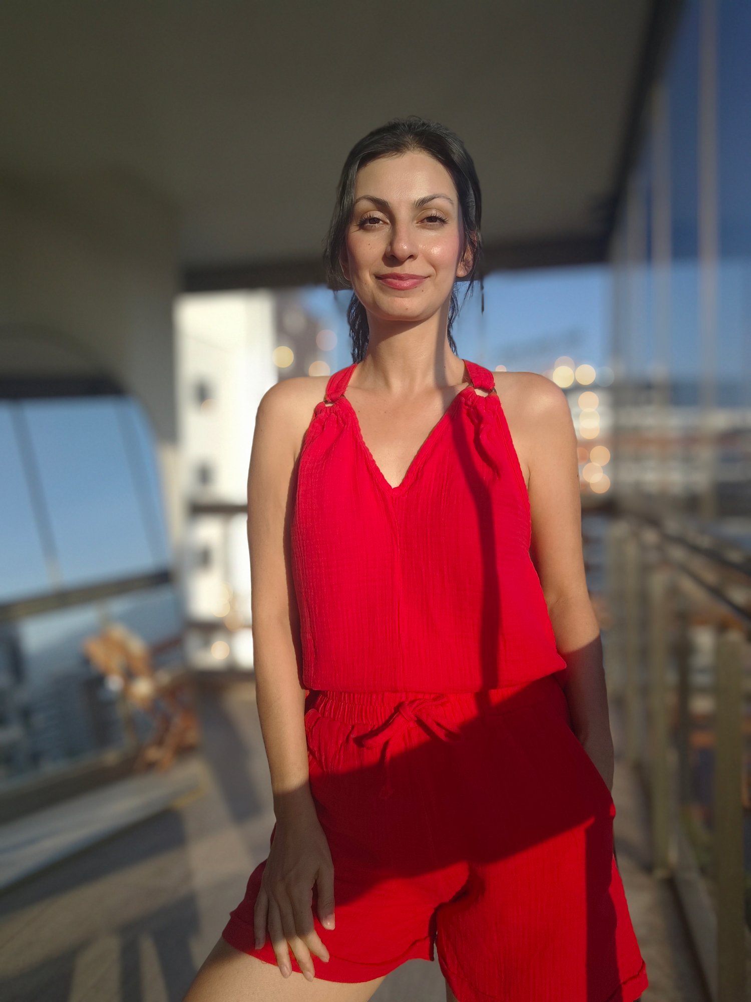 Şortlu Muslin Takım Kırmızı 