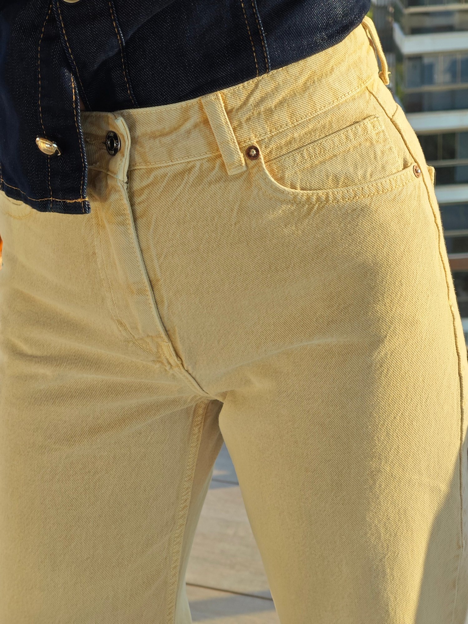 Straight Fit Bej Jean