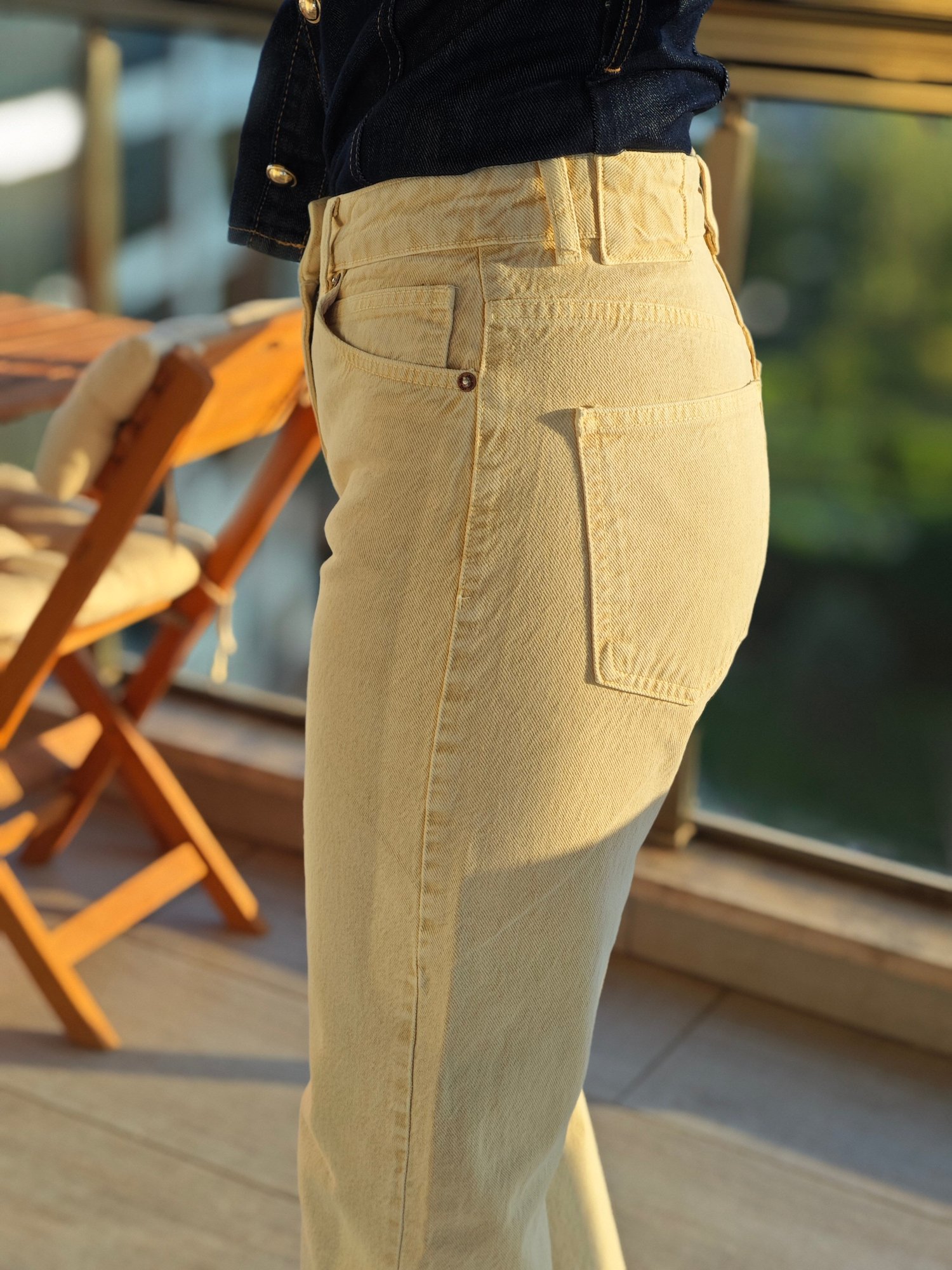 Straight Fit Bej Jean